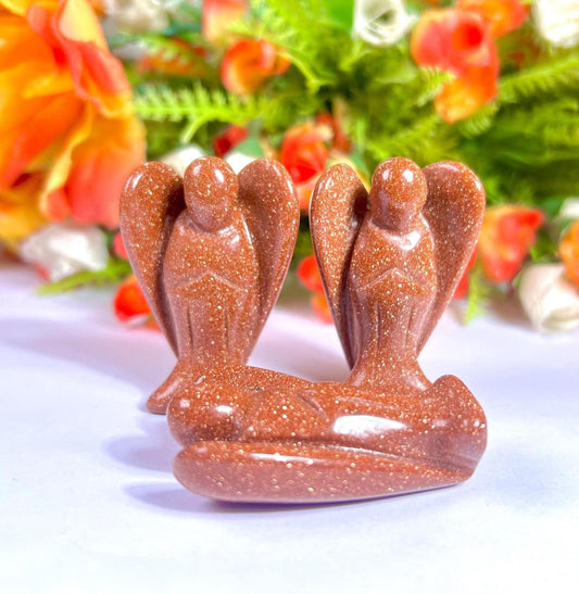 2" Angel Red Gold Stone / Red Sun Sitara Guardian Angel blessed Angelic connection