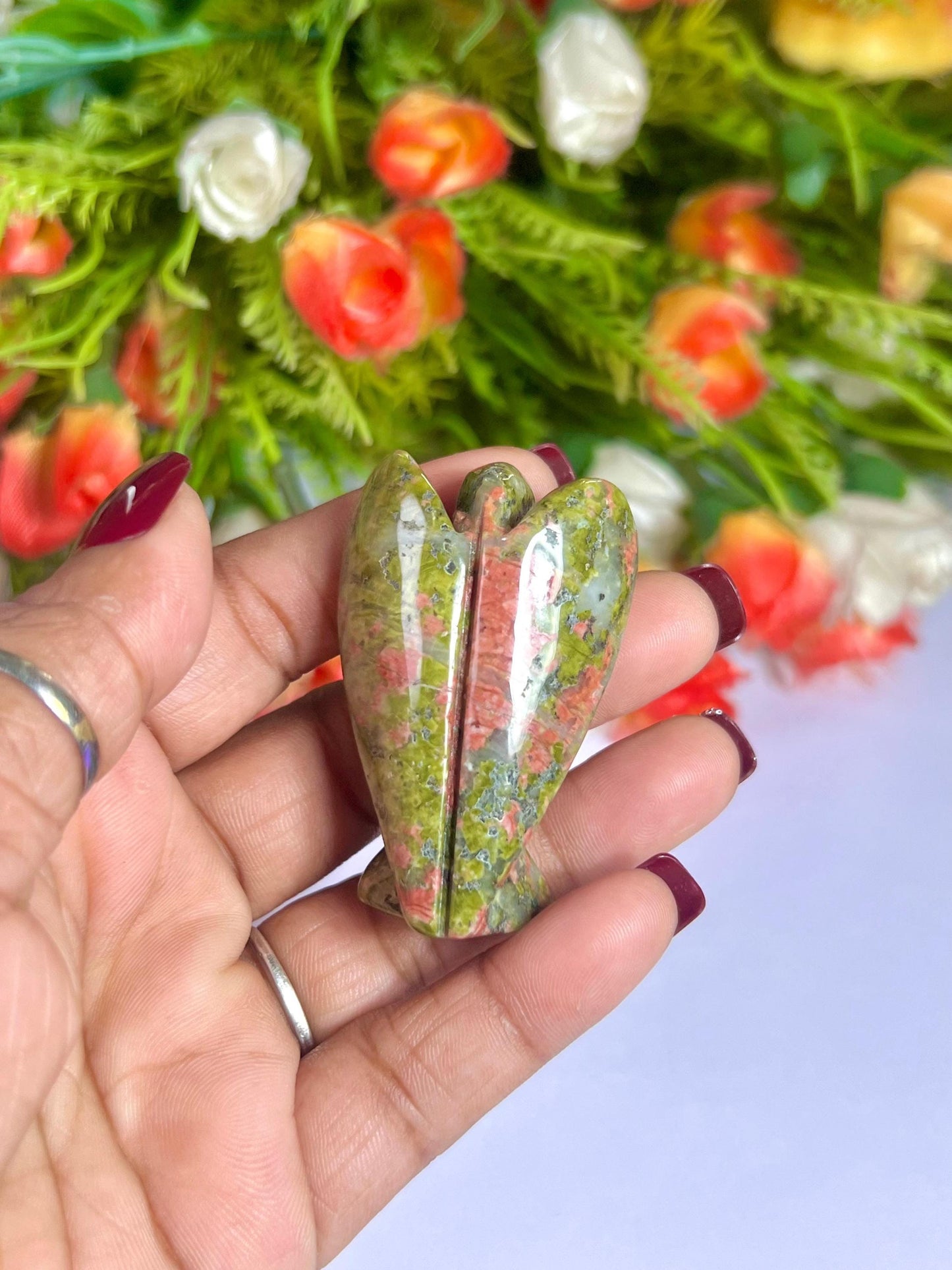 2" Angel Unakite Jasper Stone Guardian Angel blessed Angelic connection