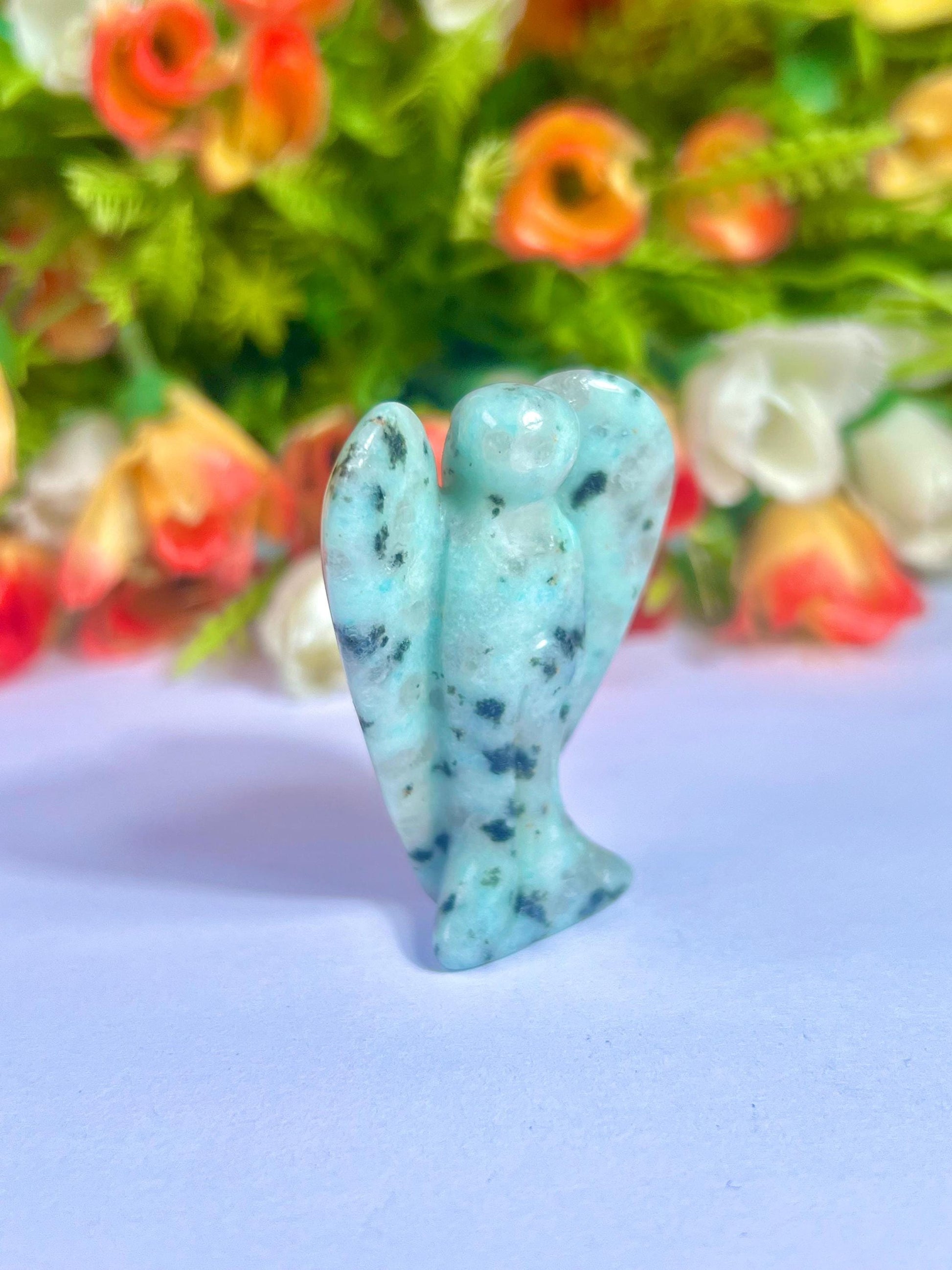 2" Angel Kiwi Jasper Stone Guardian Angel blessed Angelic connection