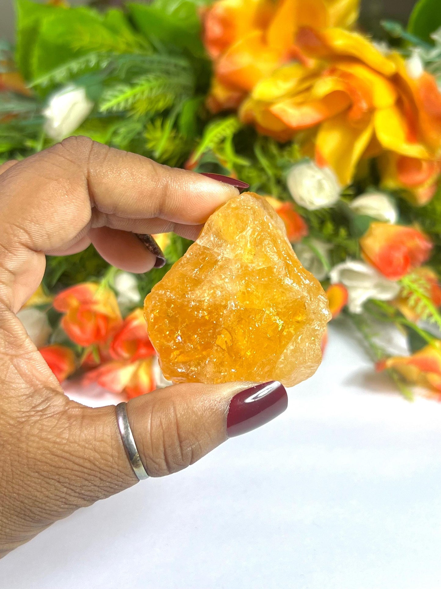Premium Citrine Stone Natural Rough Stone with Beautiful Rainbow 78 Gram