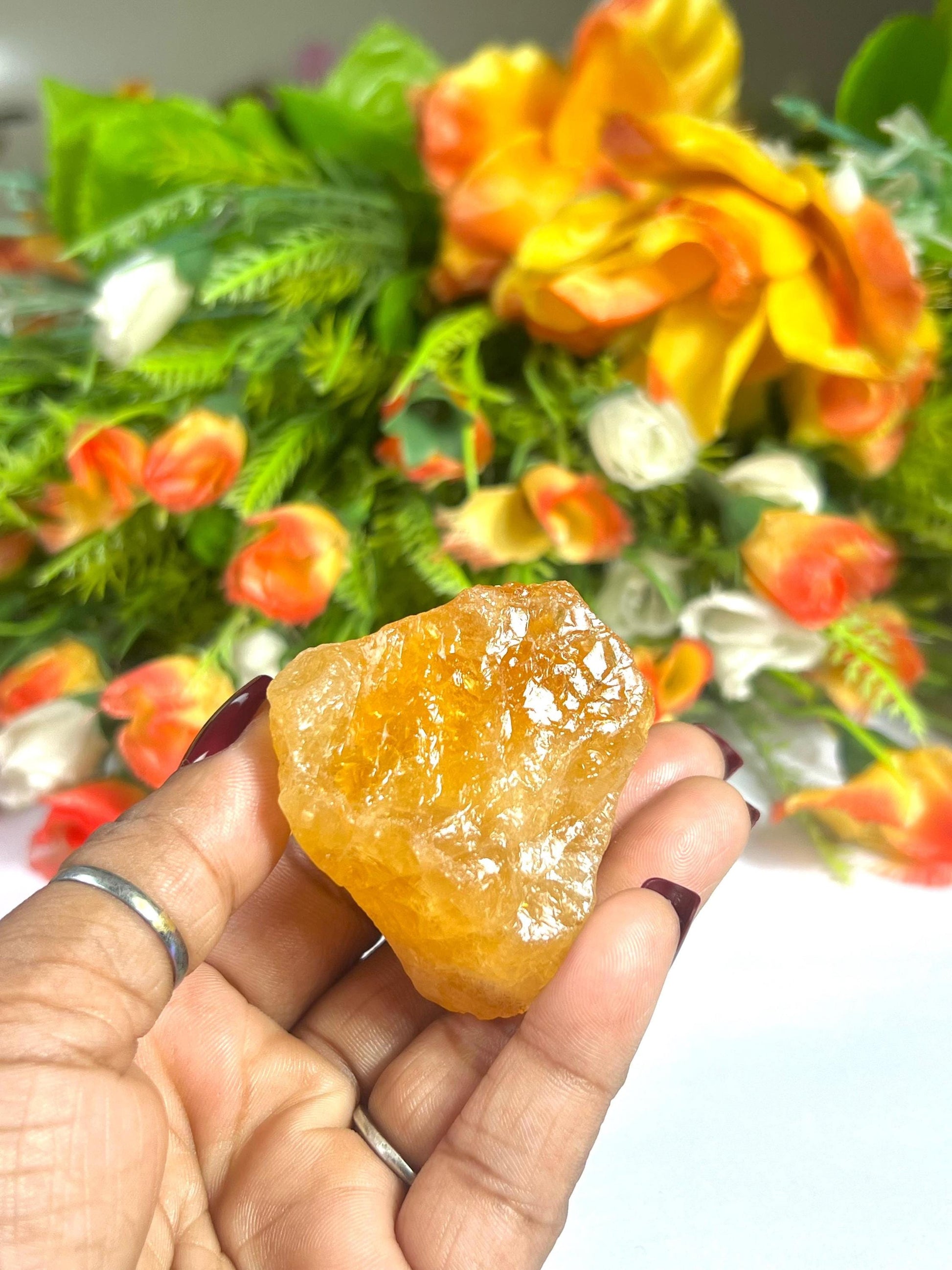 Premium Citrine Stone Natural Rough Stone with Beautiful Rainbow 78 Gram