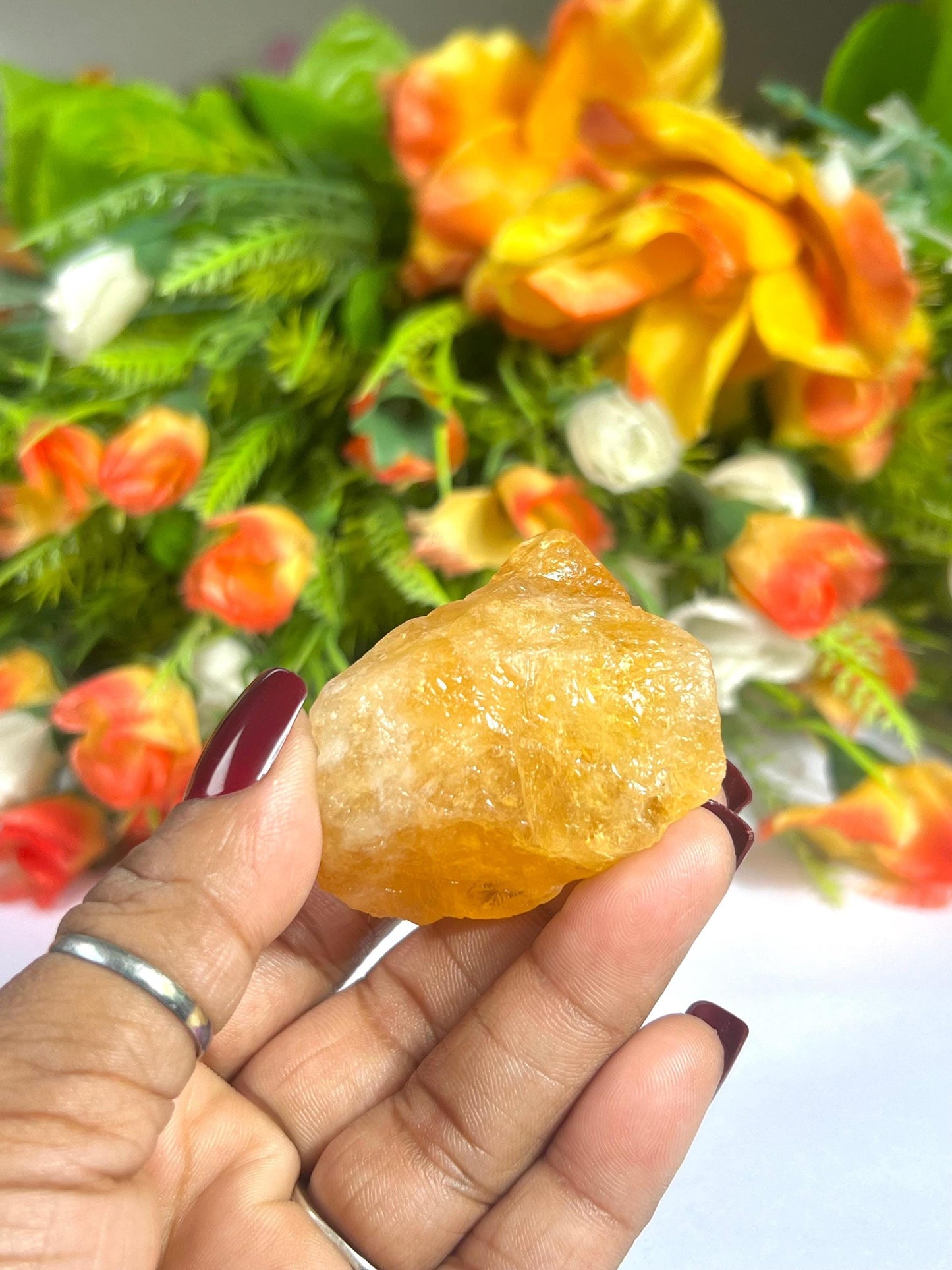 Premium Citrine Stone Natural Rough Stone with Beautiful Rainbow 78 Gram