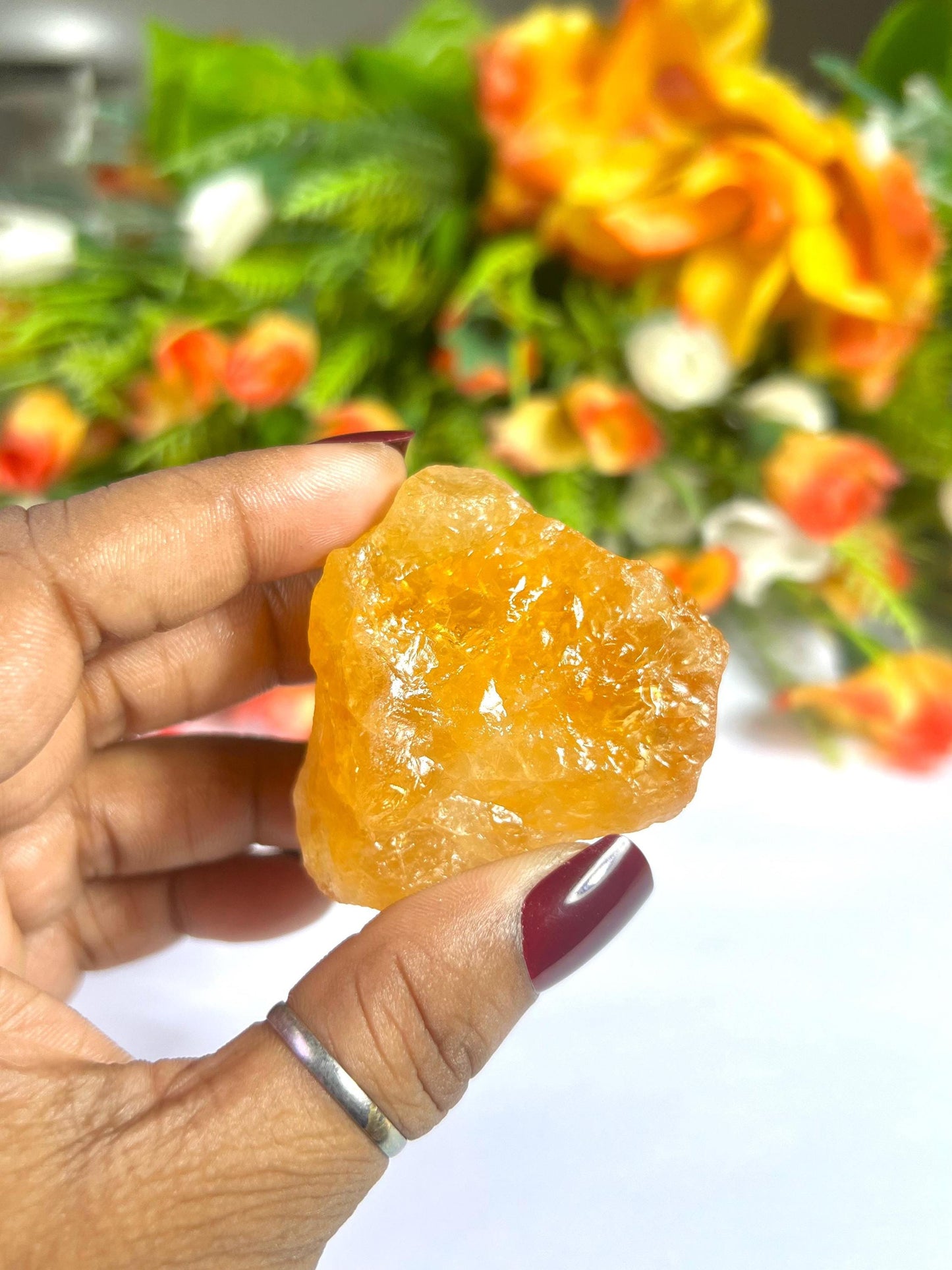 Premium Citrine Stone Natural Rough Stone with Beautiful Rainbow 78 Gram