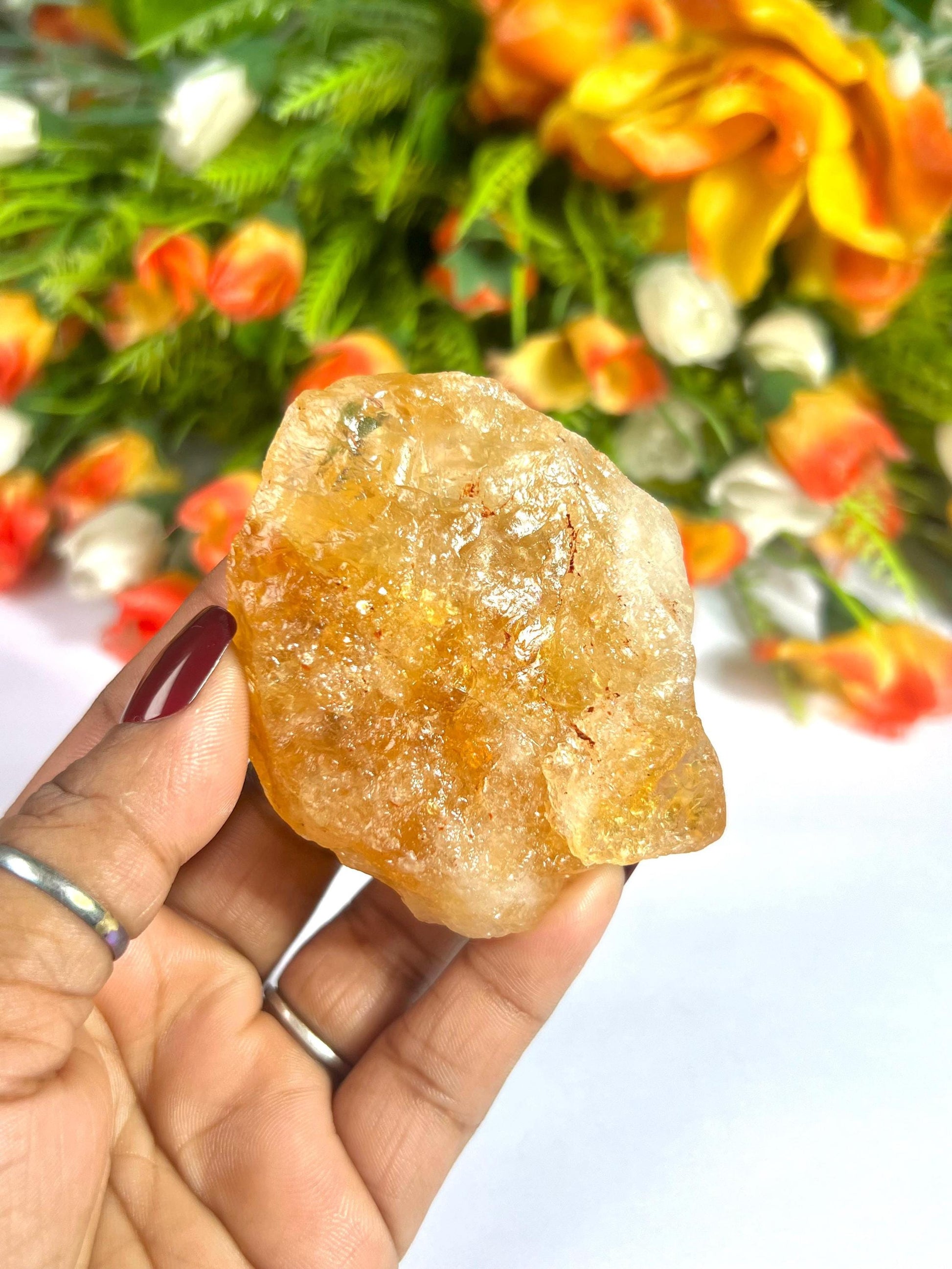 Premium Citrine Stone Natural Rough Stone with Beautiful Rainbow 114 Gram