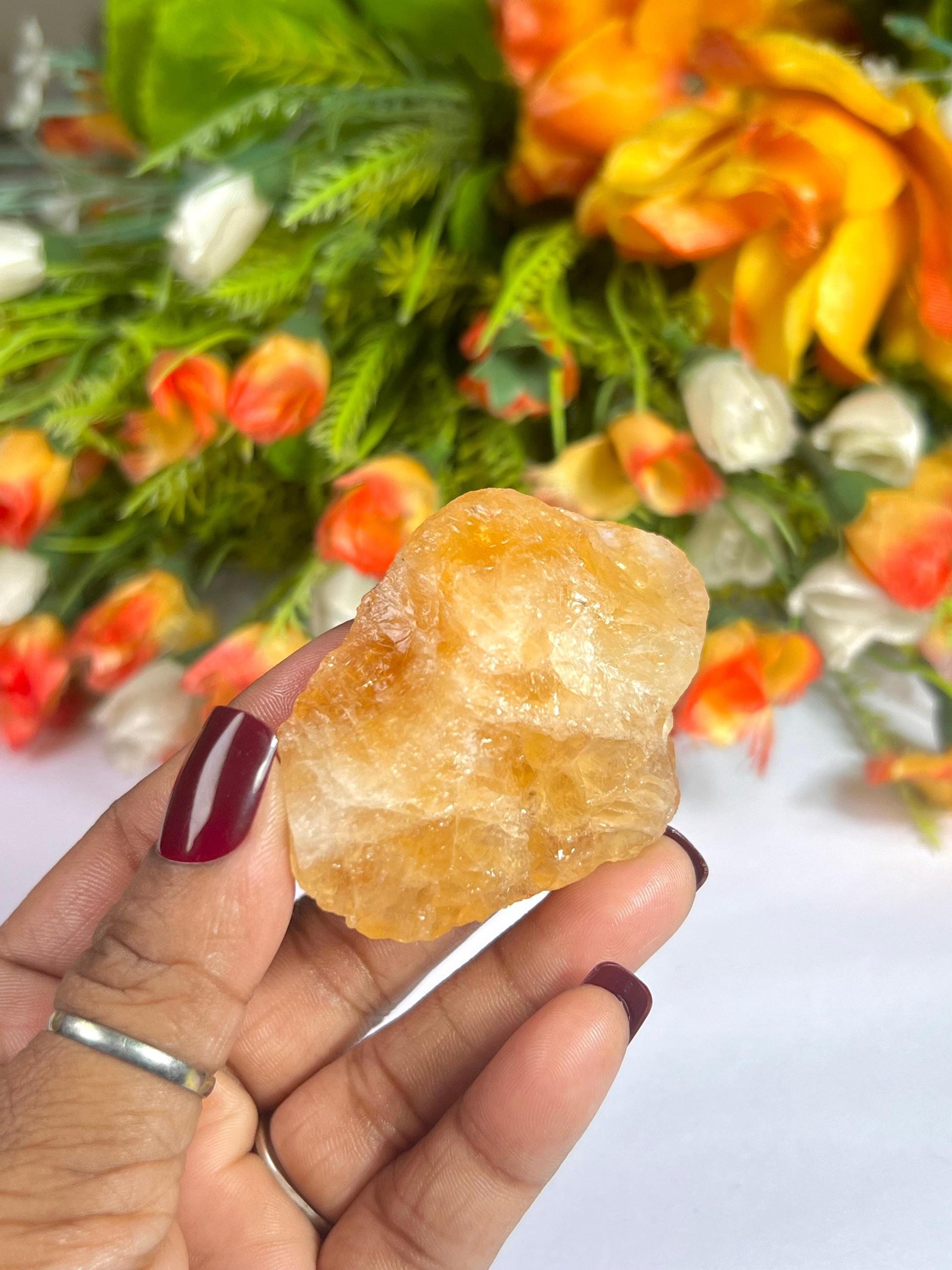 Premium Citrine Stone Natural Rough Stone with Beautiful Rainbow 75 Gram