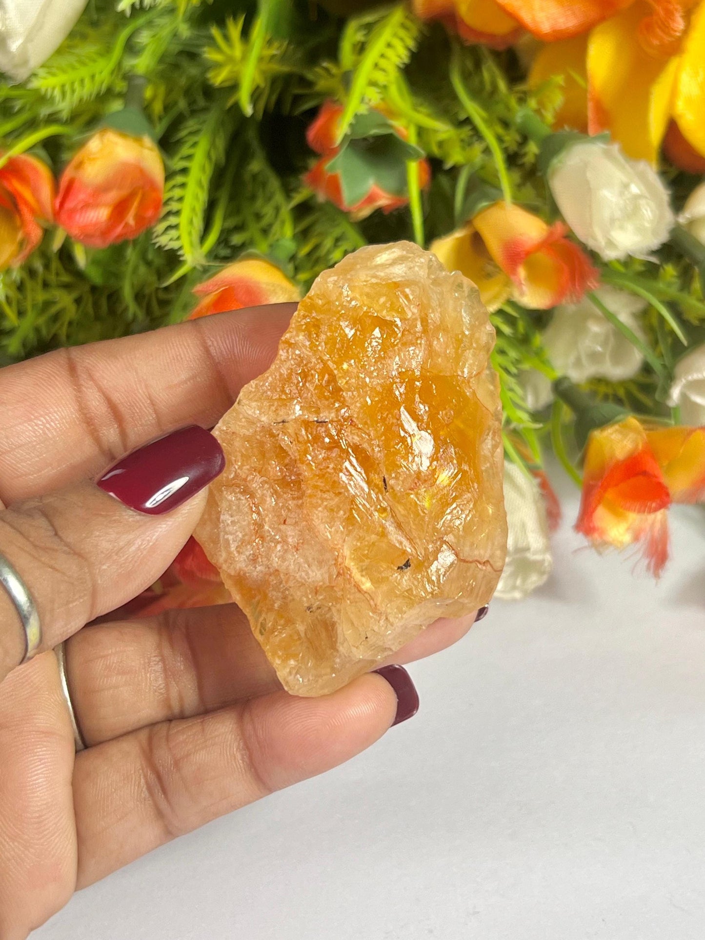 Premium Citrine Stone Natural Rough Stone with Beautiful Rainbow 75 Gram