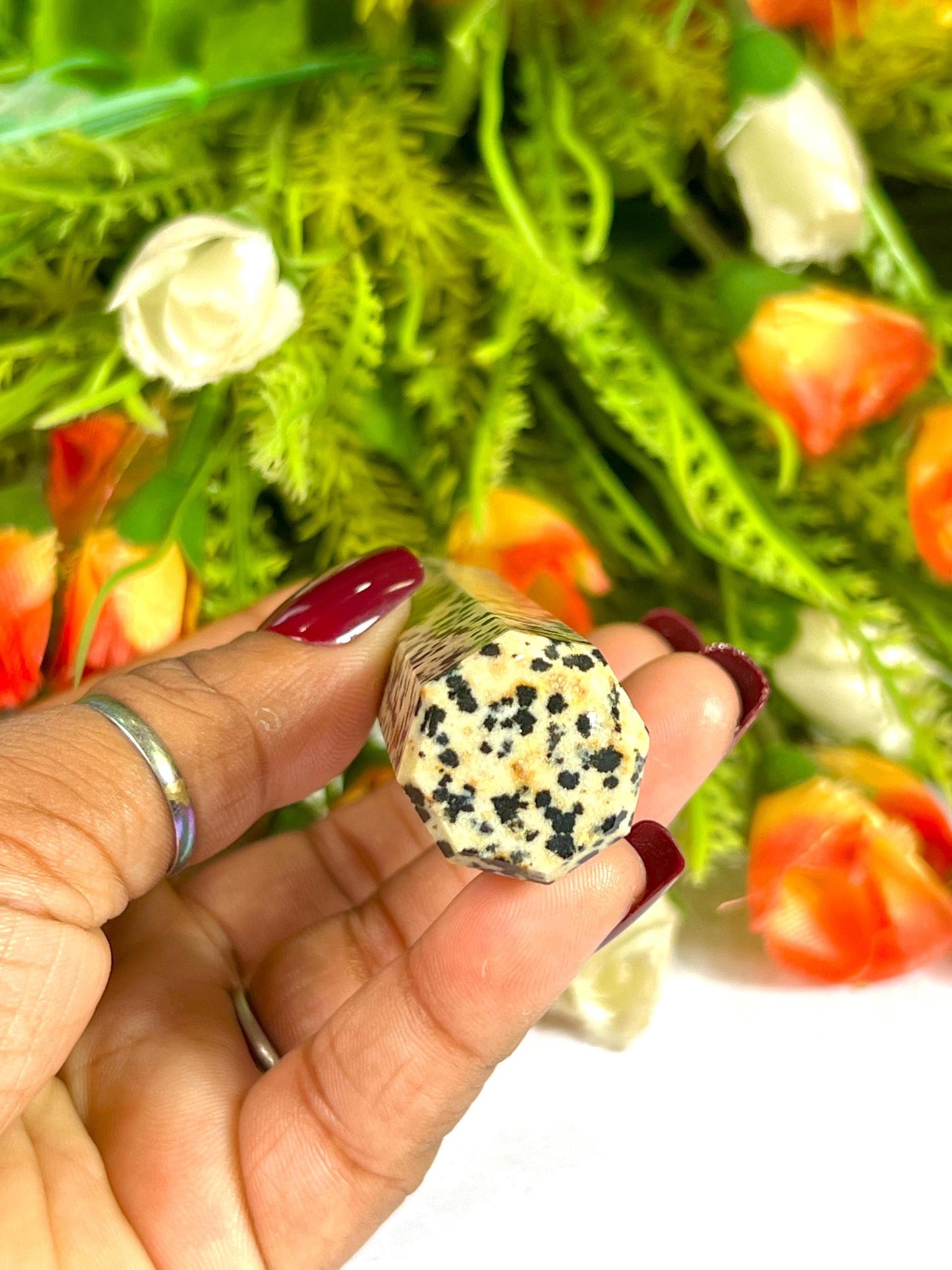 Dalmatian Jasper Stone Tower Pencil Point Generator-Gemstone Pencil Crystal Tower Wand Stone Obelisk -Home Car Decor Decoration 3" To 4"