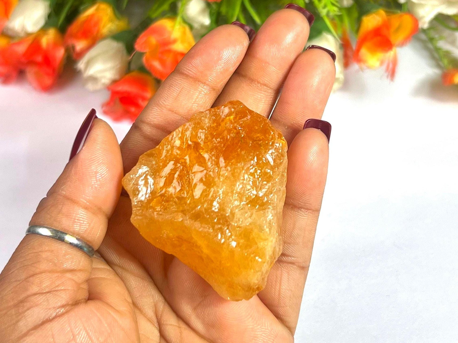 Premium Citrine Stone Natural Rough Stone with Beautiful Rainbow 78 Gram