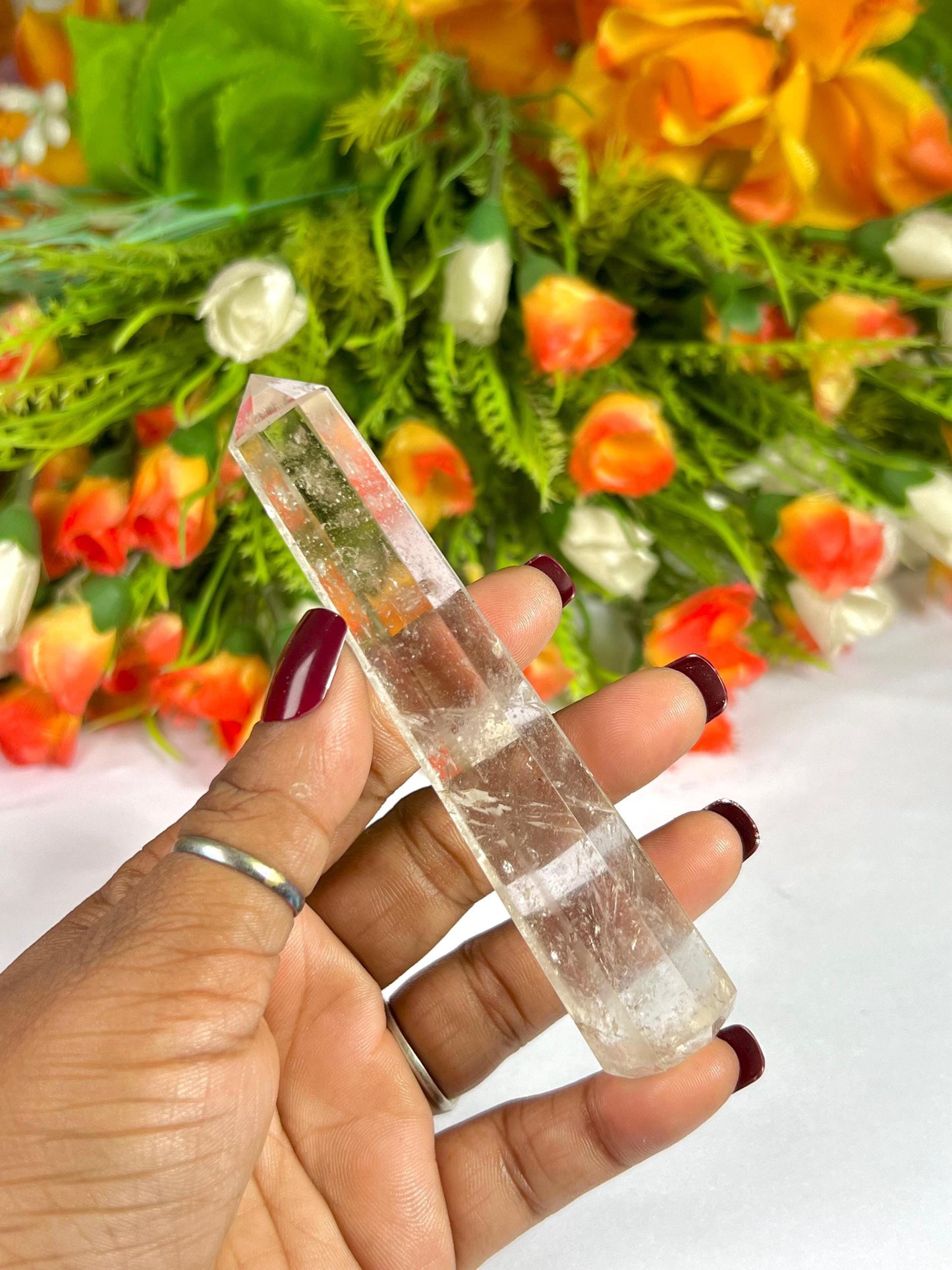 Himalayan Crystal Quartz Stone Tower Pencil Point Generator-Gemstone Pencil Crystal Tower Wand Stone Obelisk-Home Car Decor Decoration3"To4"