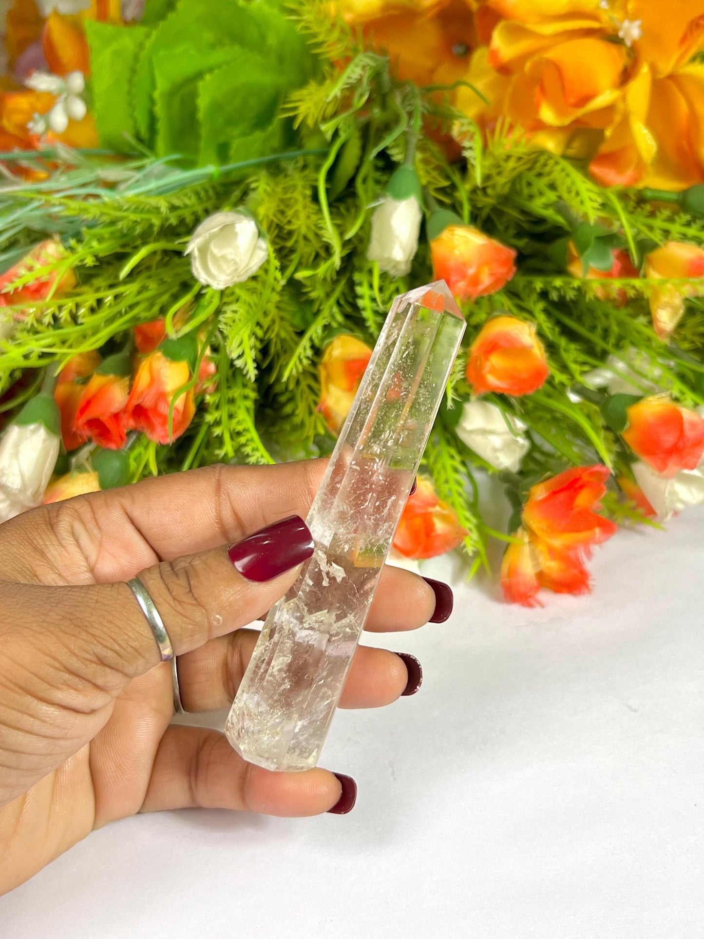 Himalayan Crystal Quartz Stone Tower Pencil Point Generator-Gemstone Pencil Crystal Tower Wand Stone Obelisk-Home Car Decor Decoration3"To4"