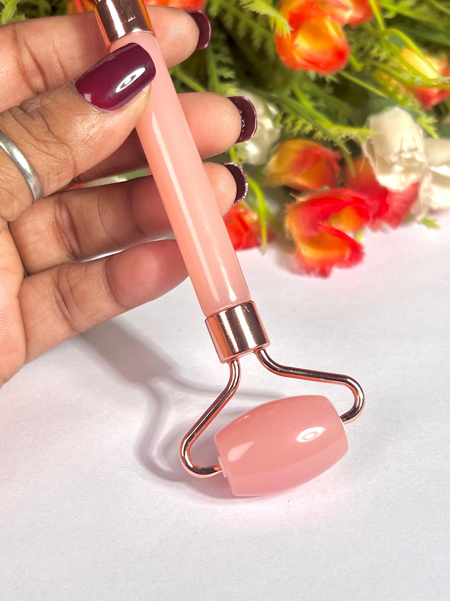 Rose Quartz Crystal Stone Face Massager Roller AAAA ++++ with Gift Box