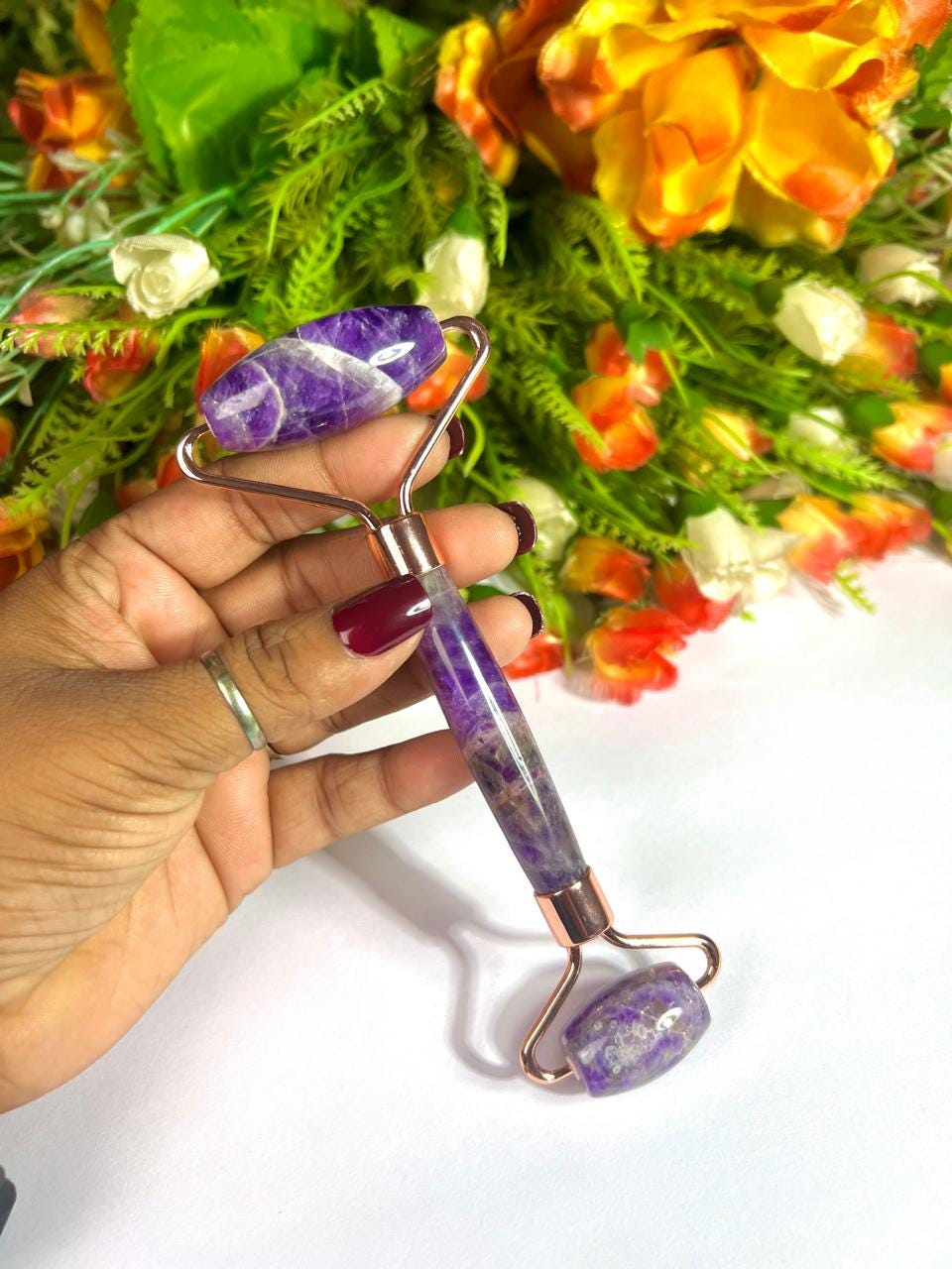 Amethyst Crystal Stone Face Massager Roller AAAA ++++ with Gift Box