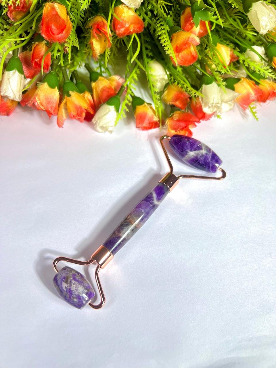 Amethyst Crystal Stone Face Massager Roller AAAA ++++ with Gift Box