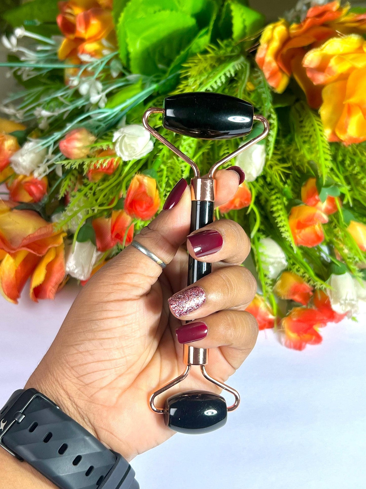Black Obsidian Crystal Stone Face Massager Roller AAAA ++++ with Gift Box