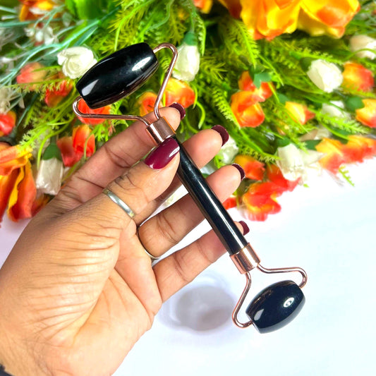 Black Obsidian Crystal Stone Face Massager Roller AAAA ++++ with Gift Box