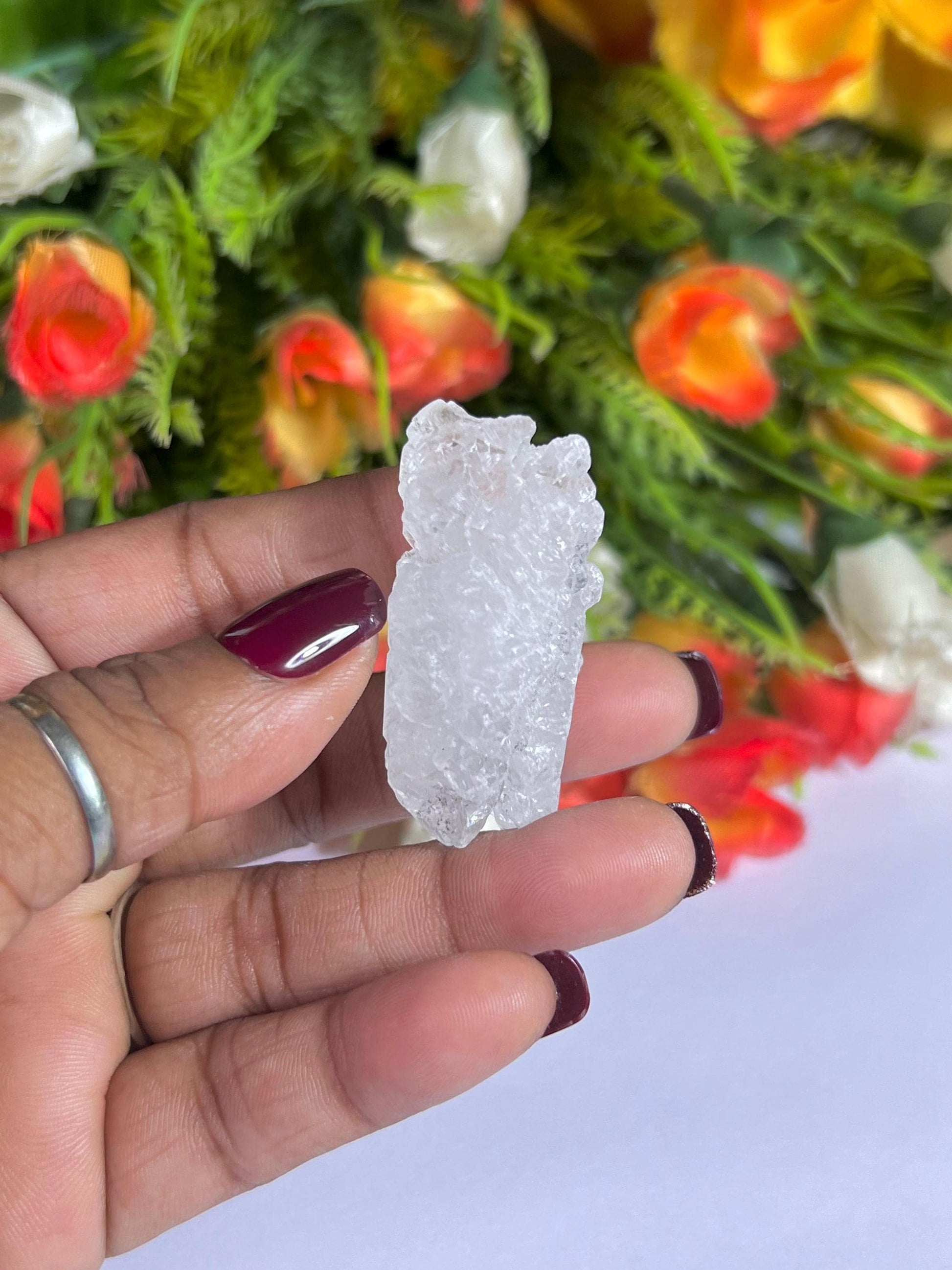 Premium Nirvana Quartz Crystal -Trigonic Quartz - Ice Quartz - Himalayan Quartz-Natural Rough Stone 25 Gram