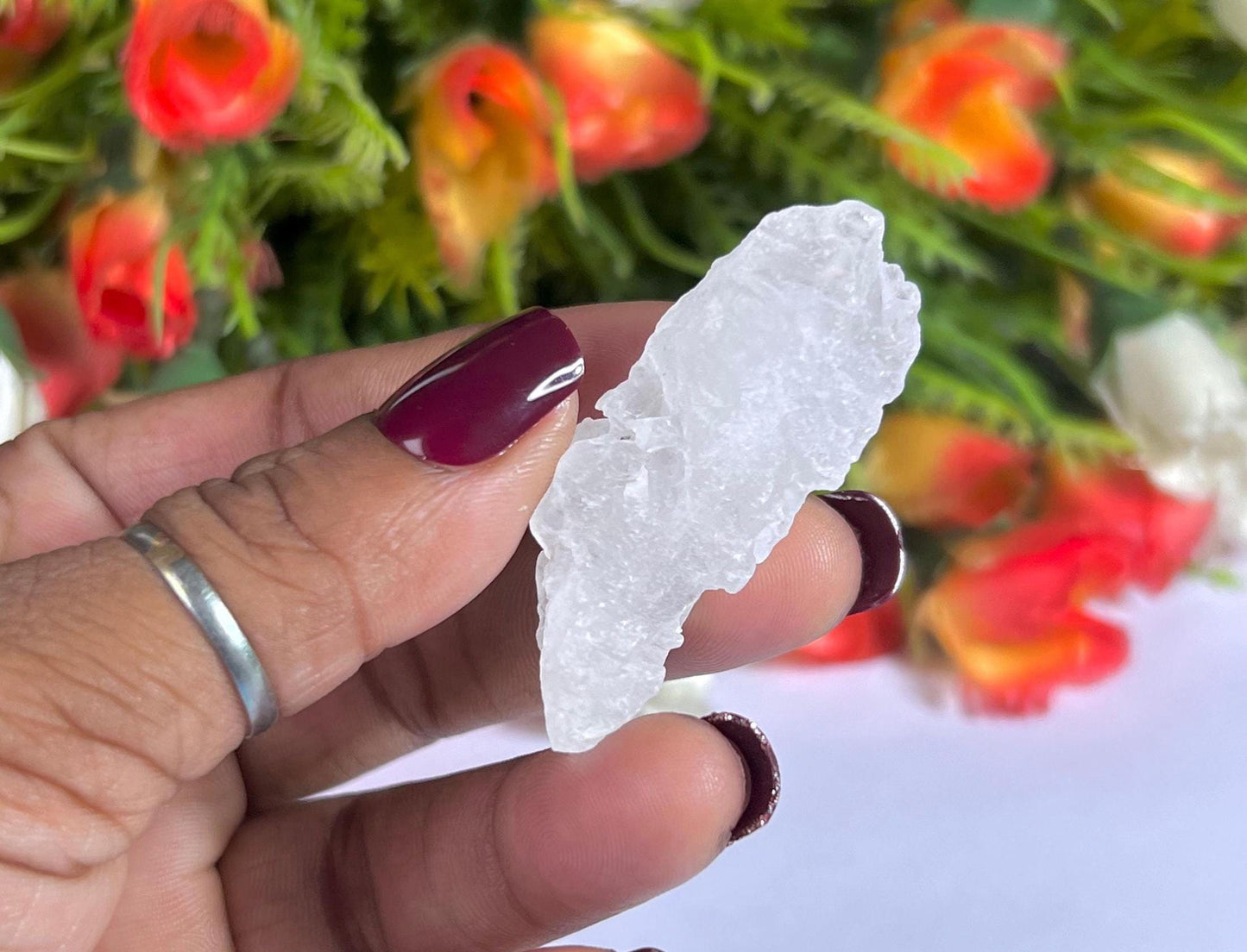 Premium Nirvana Quartz Crystal -Trigonic Quartz - Ice Quartz - Himalayan Quartz-Natural Rough Stone 16 Gram
