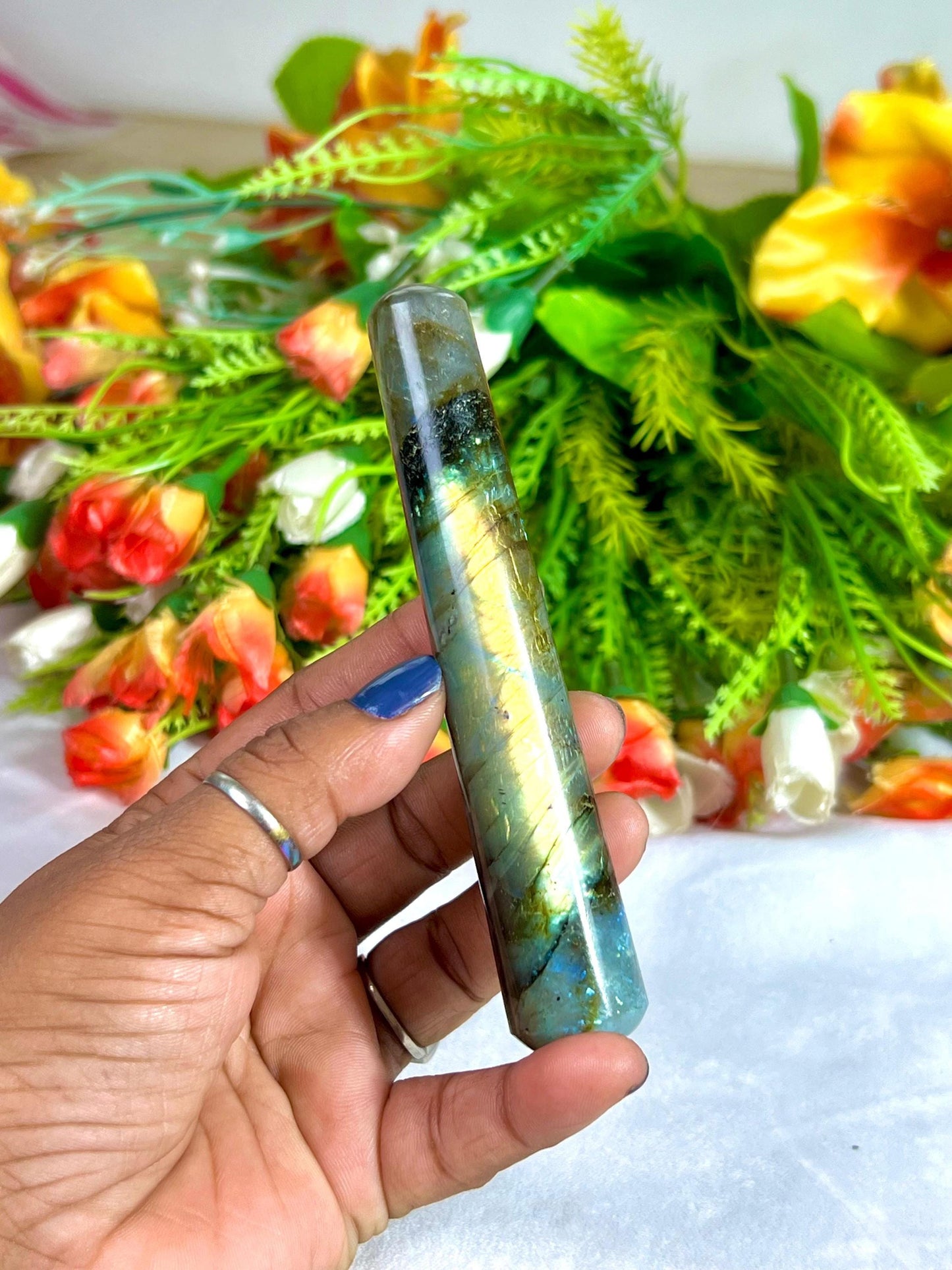 Rainbow Labradorite Crystal Stone Massager Wand AAAA ++++