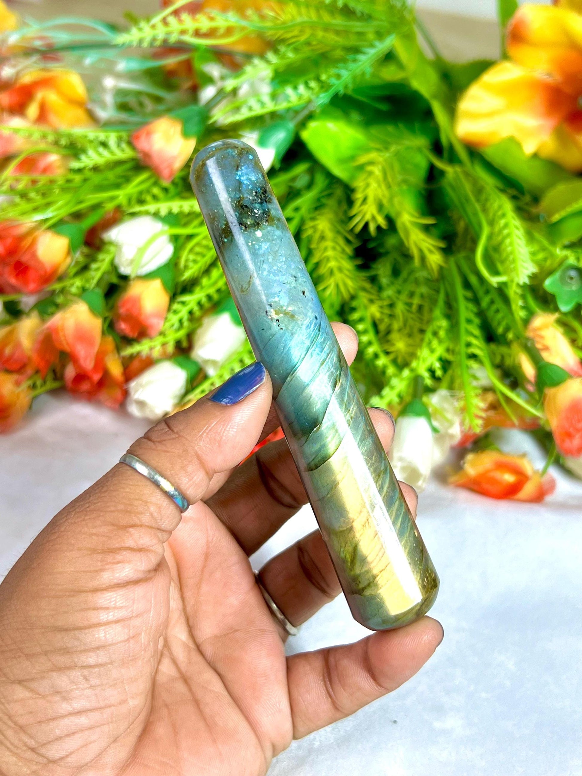 Rainbow Labradorite Crystal Stone Massager Wand AAAA ++++