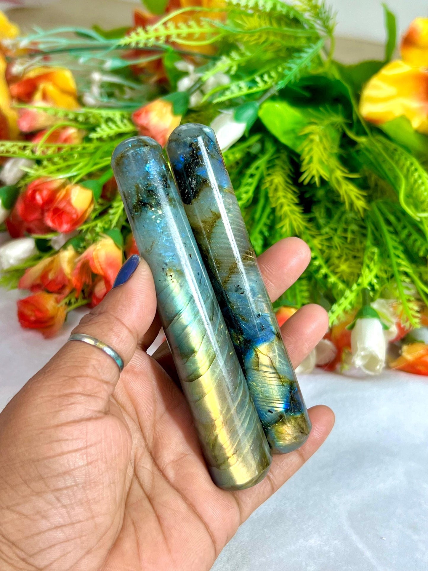 Rainbow Labradorite Crystal Stone Massager Wand AAAA ++++