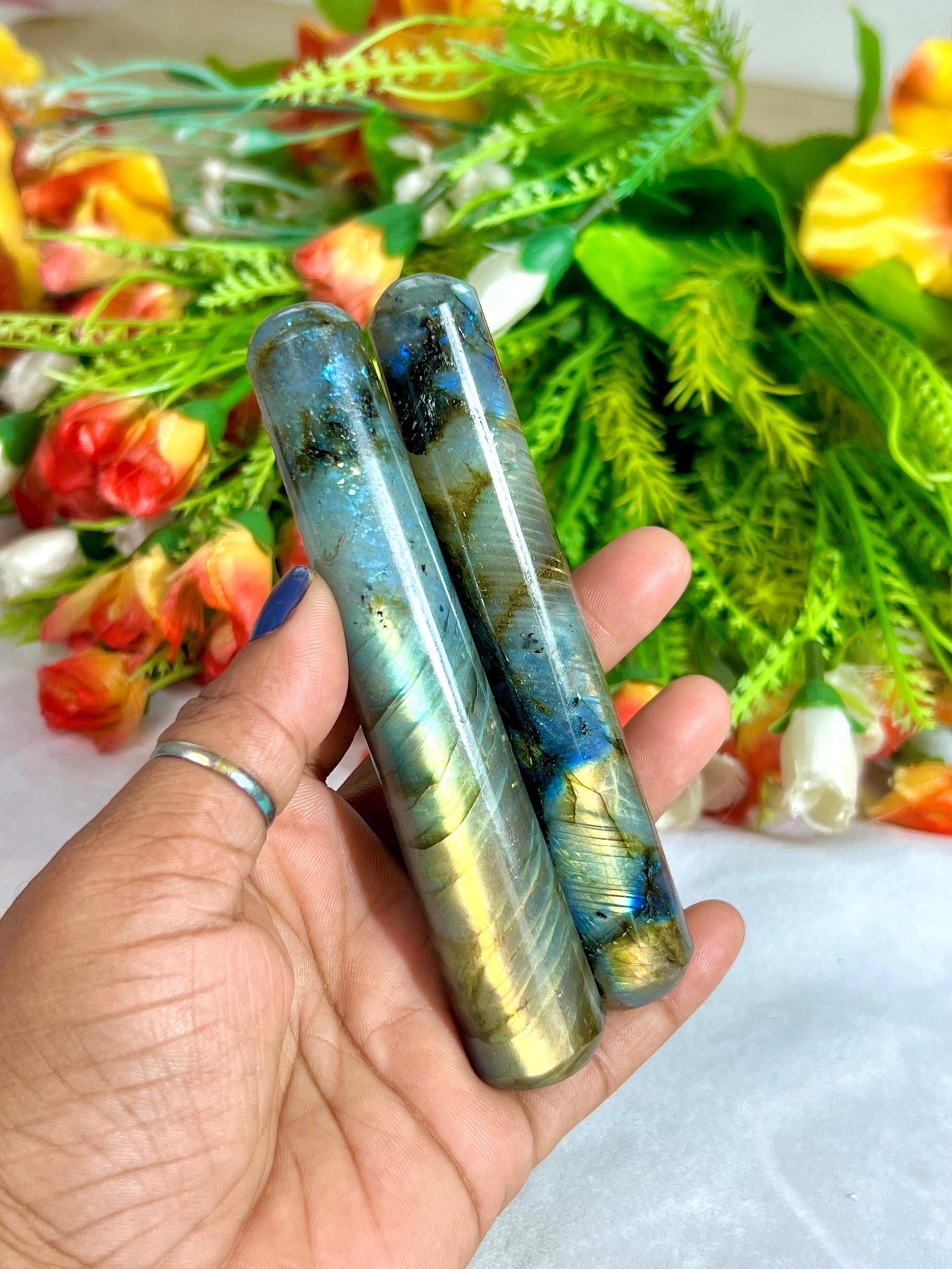 Rainbow Labradorite Crystal Stone Massager Wand AAAA ++++