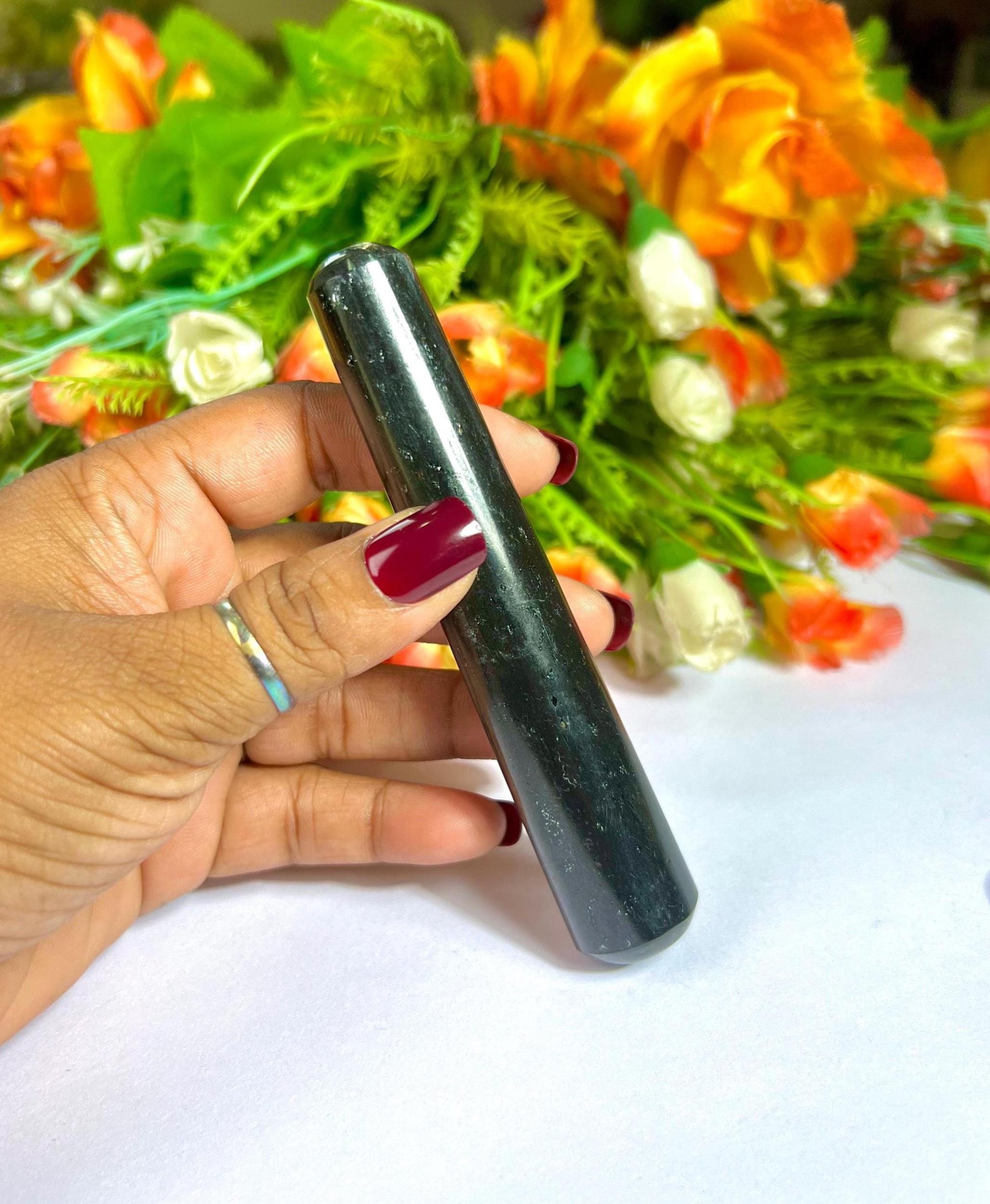 Black Tourmaline Crystal Stone Massager Wand AAAA ++++