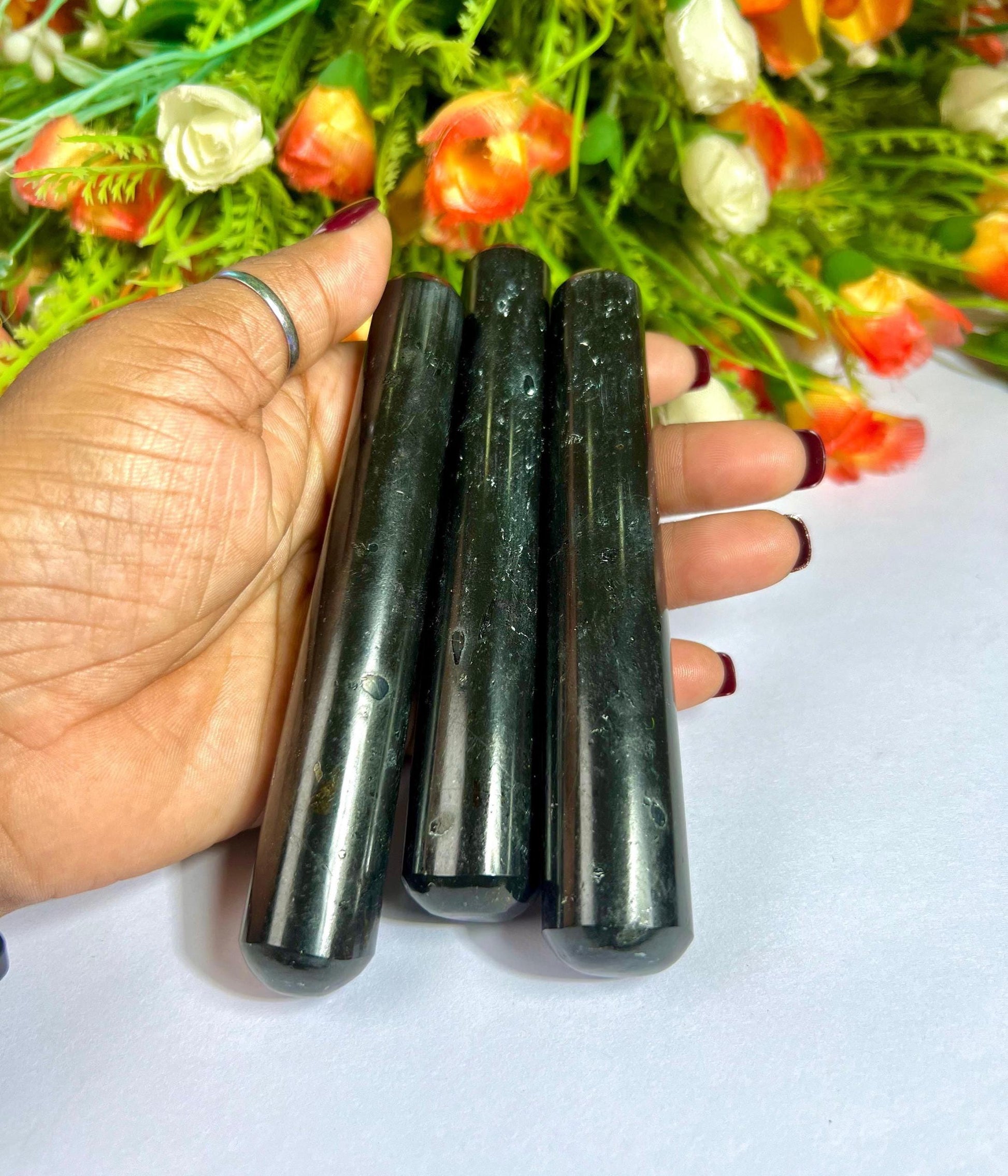 Black Tourmaline Crystal Stone Massager Wand AAAA ++++