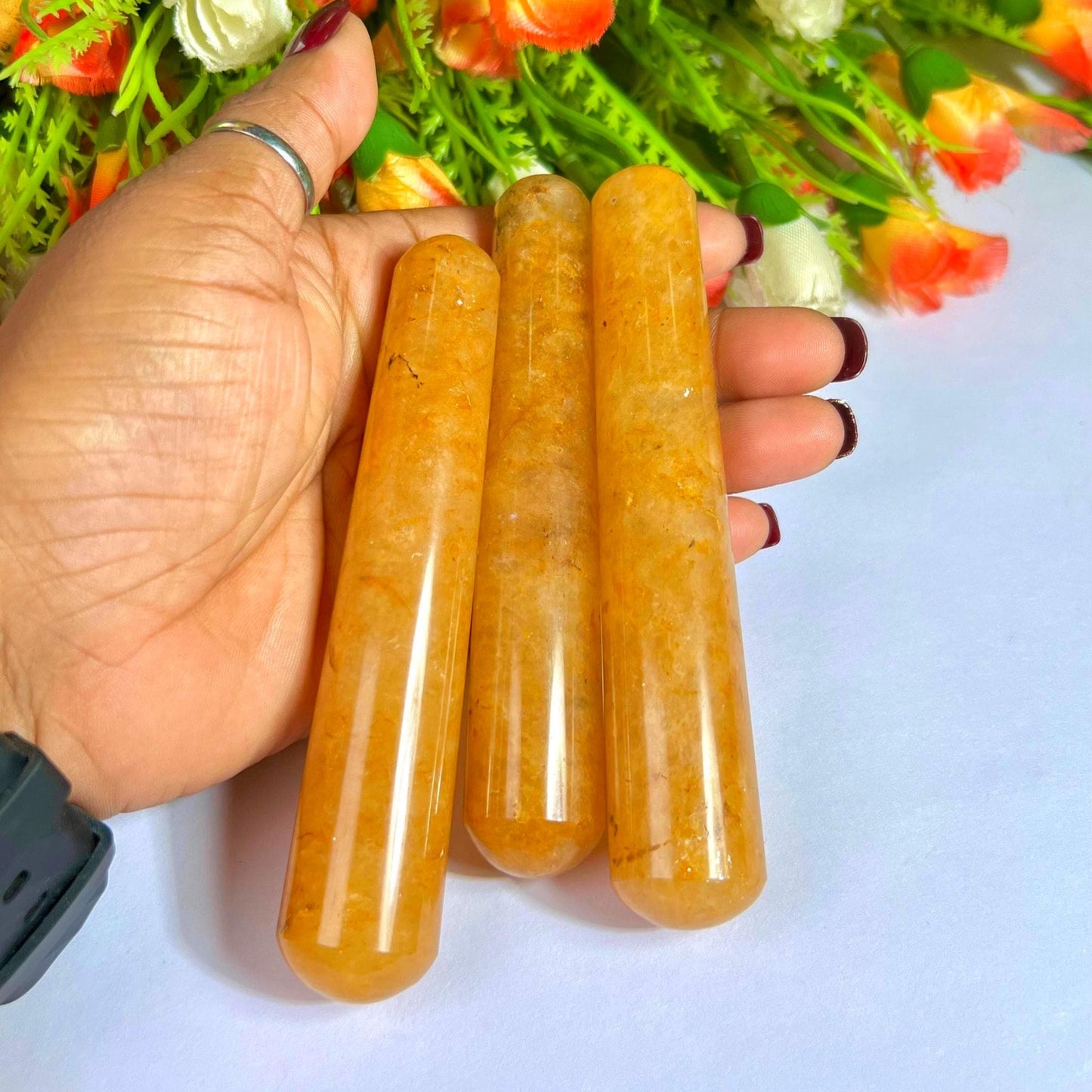 Golden Healer Quartz Crystal Stone Massager Wand AAAA ++++