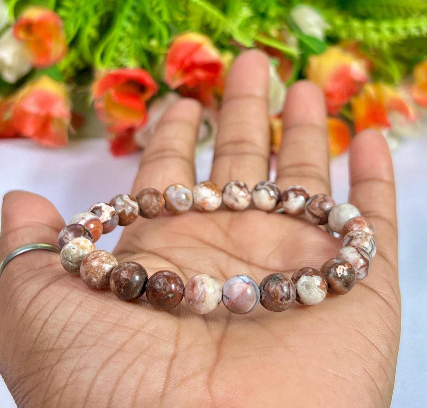 Leopard Skin Jasper Stone Bracelet l Stretchable Bracelet l Unisex Bracelet l 8 MM Bracelet