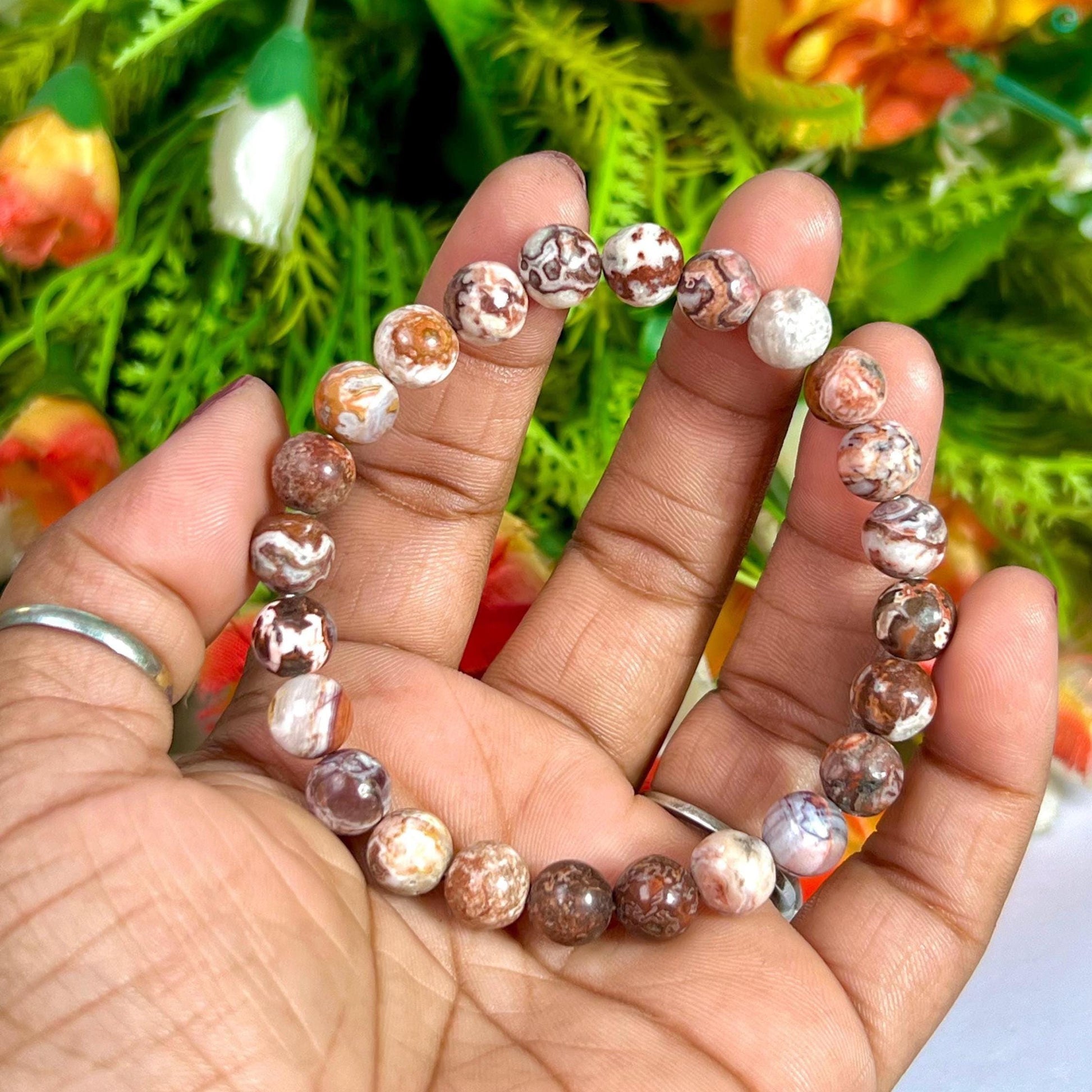 Leopard Skin Jasper Stone Bracelet l Stretchable Bracelet l Unisex Bracelet l 8 MM Bracelet