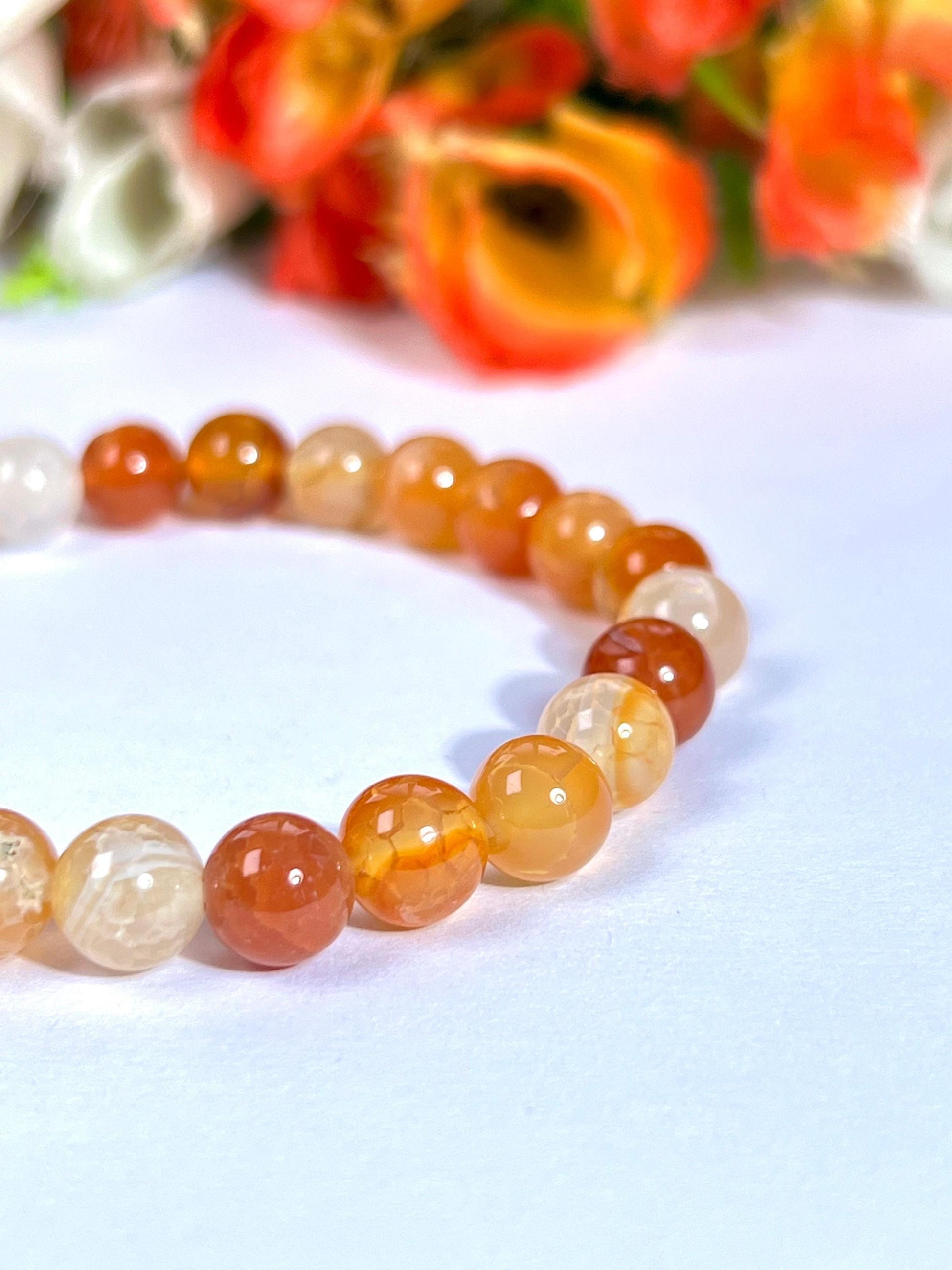 AAA Red Fire Agate Stone Bracelet l Stretchable Bracelet l Unisex Bracelet l 8 MM Bracelet
