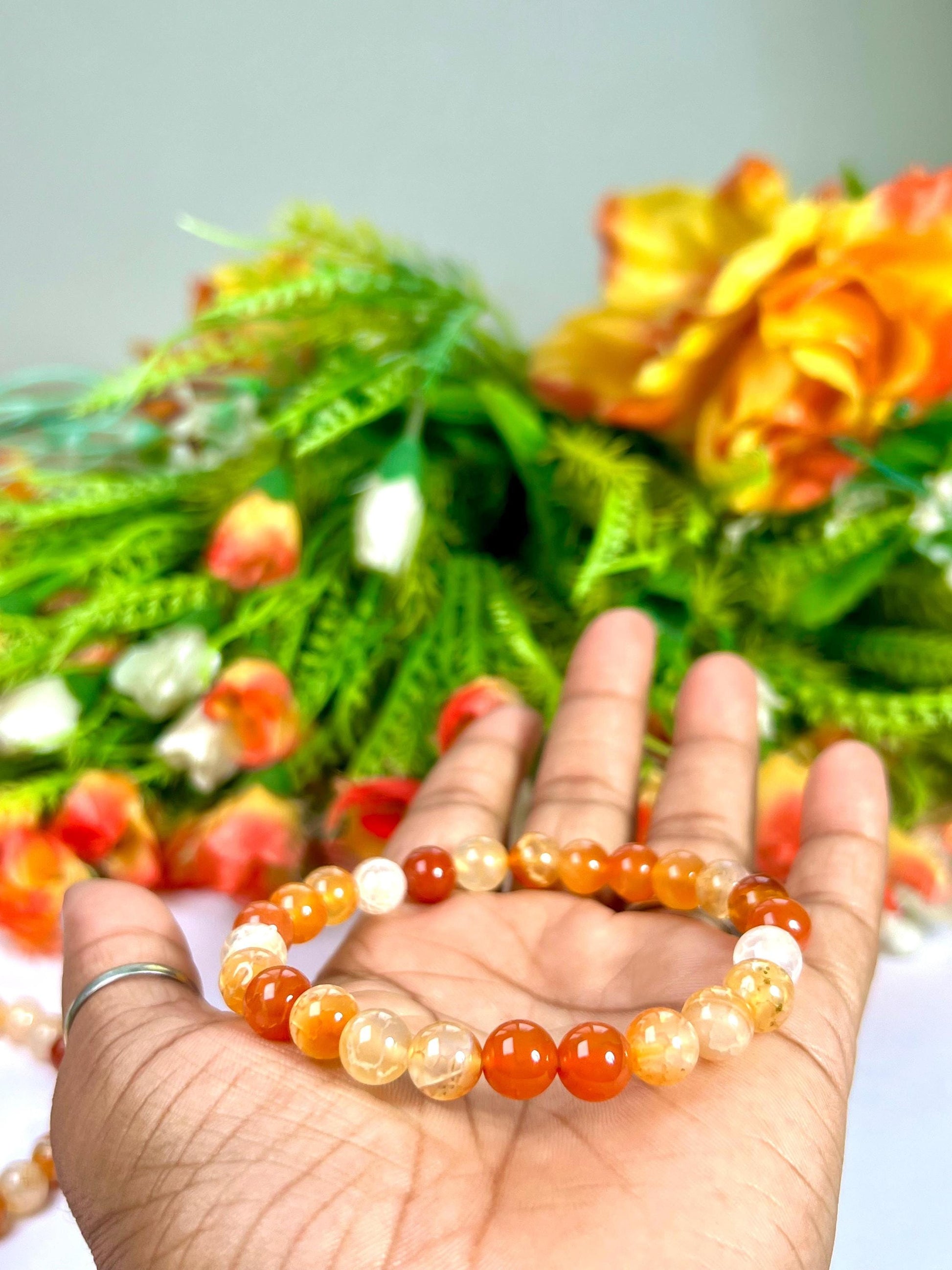 AAA Red Fire Agate Stone Bracelet l Stretchable Bracelet l Unisex Bracelet l 8 MM Bracelet