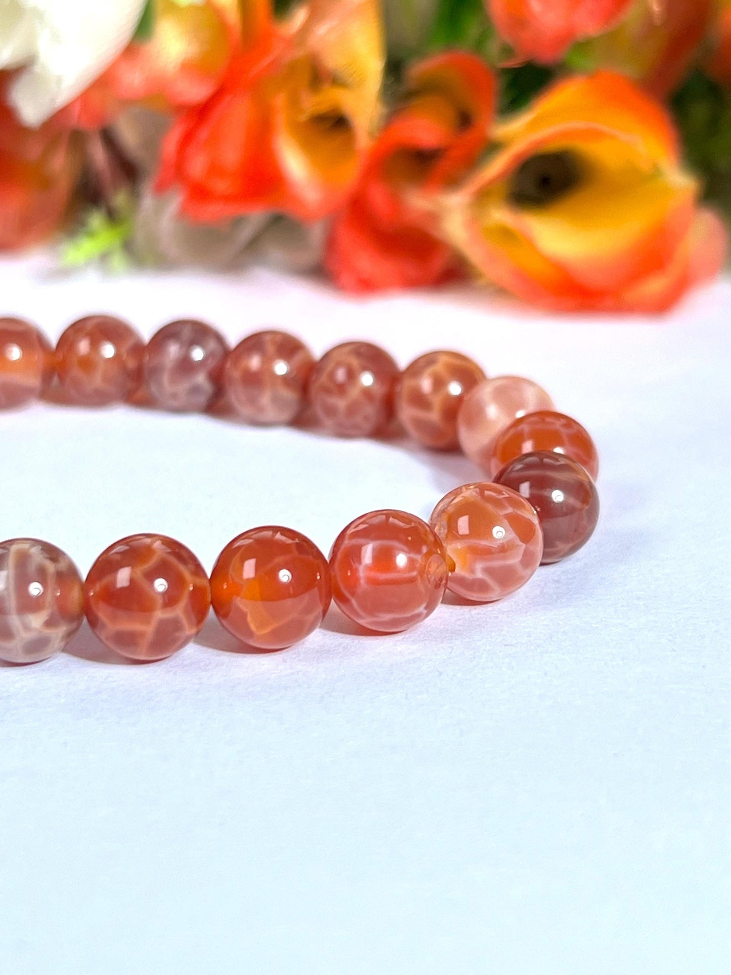 AAAAA Red Fire Agate Stone Bracelet l Stretchable Bracelet l Unisex Bracelet l 8 MM Bracelet