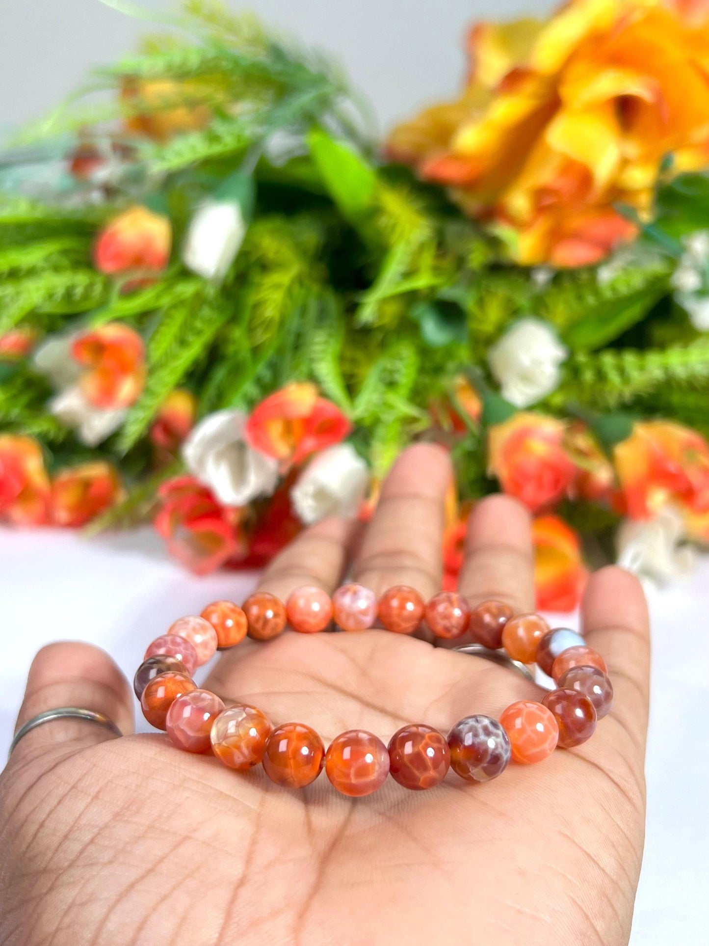 AAAAA Red Fire Agate Stone Bracelet l Stretchable Bracelet l Unisex Bracelet l 8 MM Bracelet