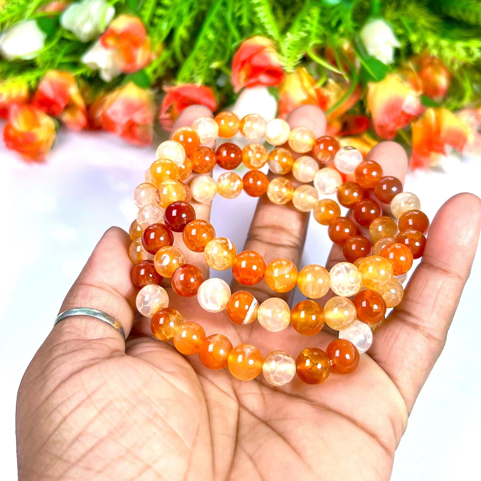 AAA Red Fire Agate Stone Bracelet l Stretchable Bracelet l Unisex Bracelet l 8 MM Bracelet