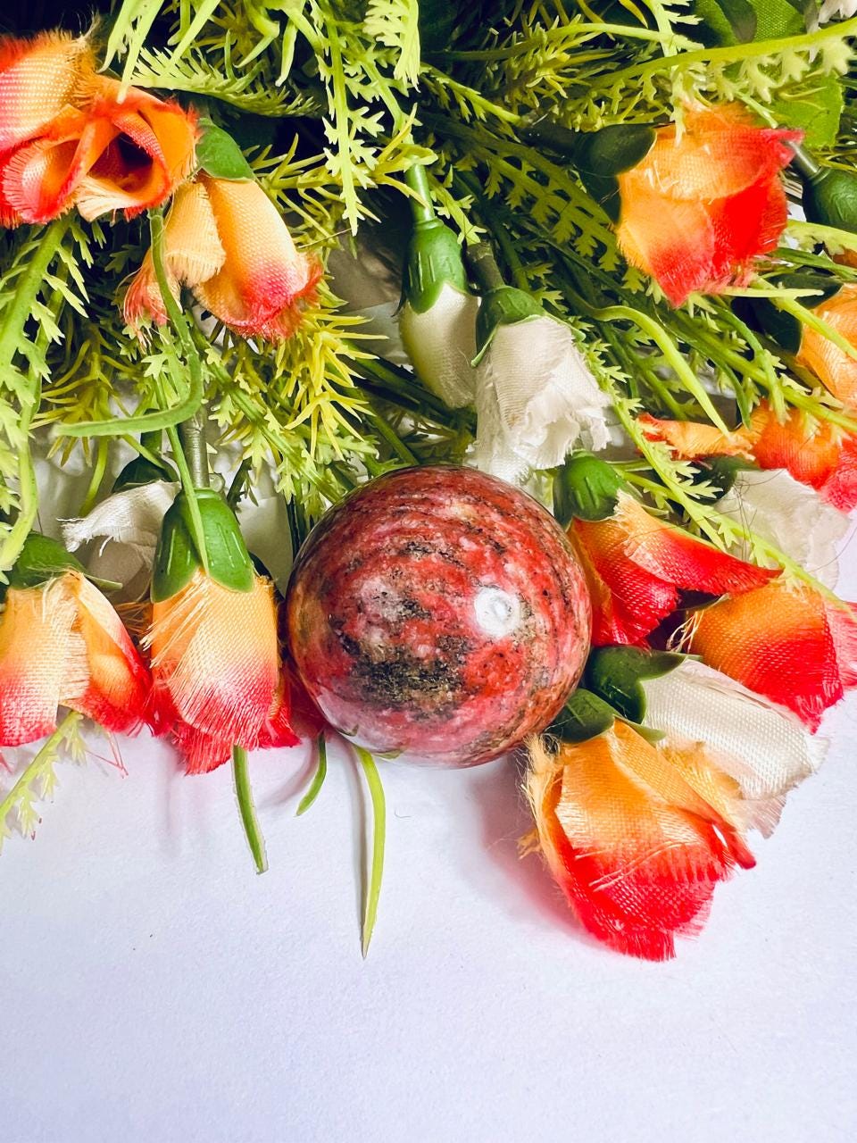 Brecciated Jasper Stone Sphere 40 MM Crystal Ball Orb Pocket Stone Meditation Space Crystal Grid With wooden Stand