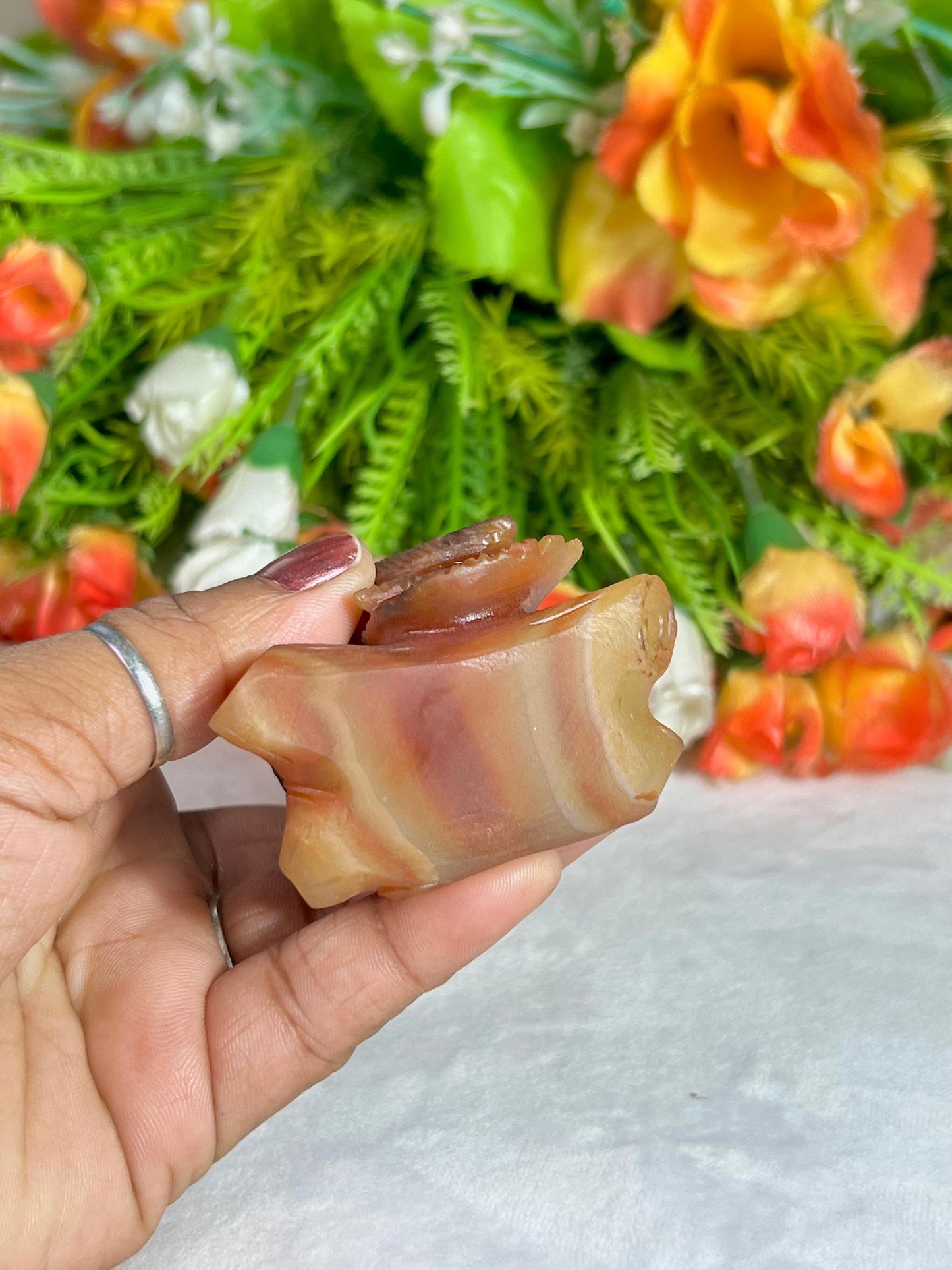 Beautiful Carnelian Stone Carving Owl Bird - Healing Crystal - Home Decoration - Reiki Healing - Gift for All 174 Gram