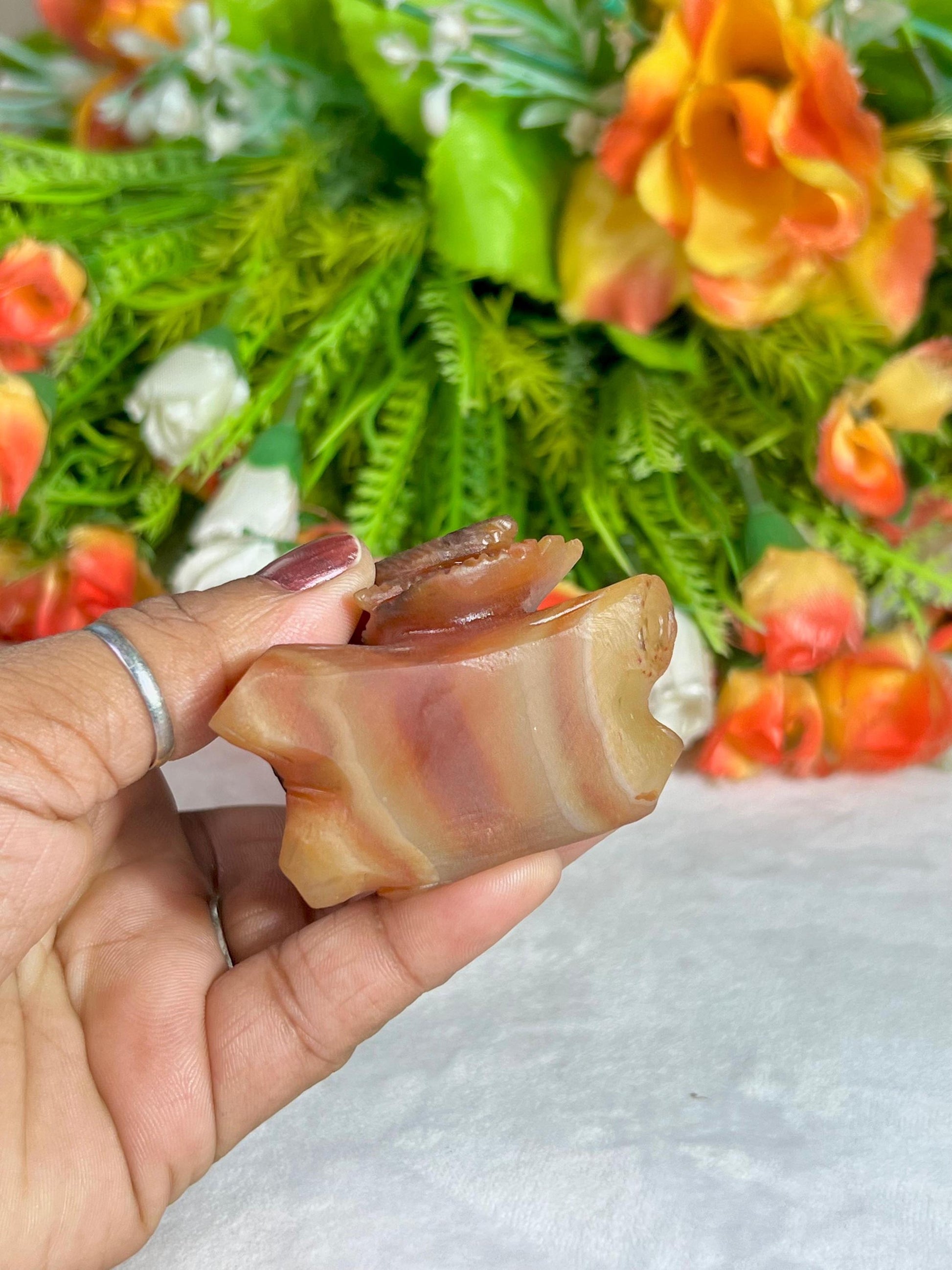 Beautiful Carnelian Stone Carving Owl Bird - Healing Crystal - Home Decoration - Reiki Healing - Gift for All 174 Gram