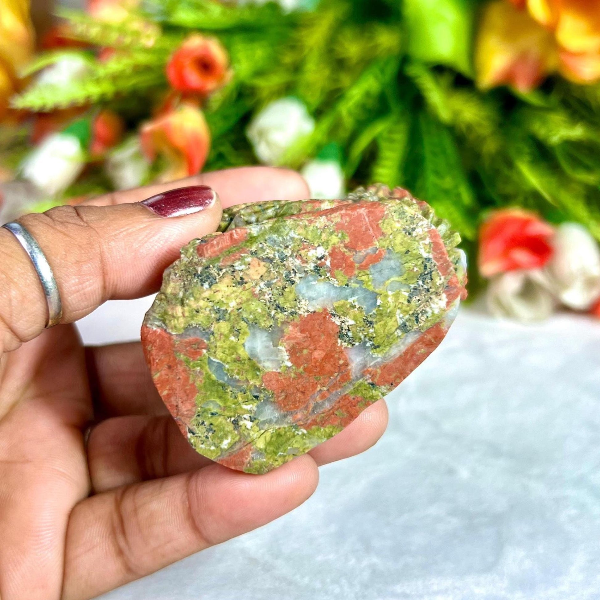 Beautiful Unakite Stone Carving Rooster Bird - Healing Crystal - Home Decoration - Reiki Healing - Gift for All 167 Gram