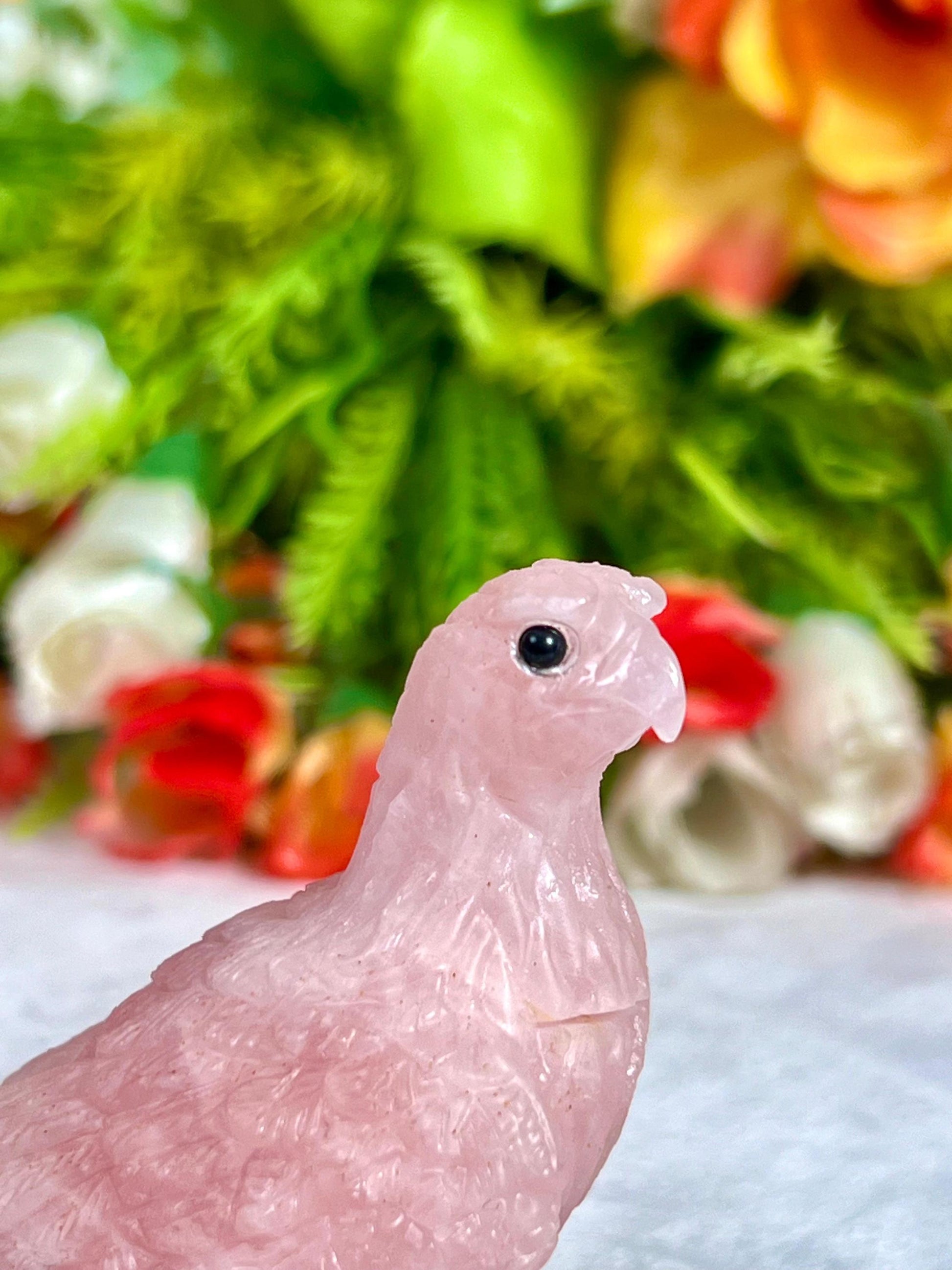Beautiful Rose Quartz Stone Carving Pigeon Bird - Healing Crystal - Home Decoration - Reiki Healing - Gift for All 101 Gram