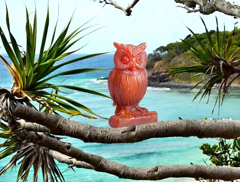 Carnelian Stone Owl - Healing Crystal - Home Decoration - Reiki Healing - Gift for All 129 Gram