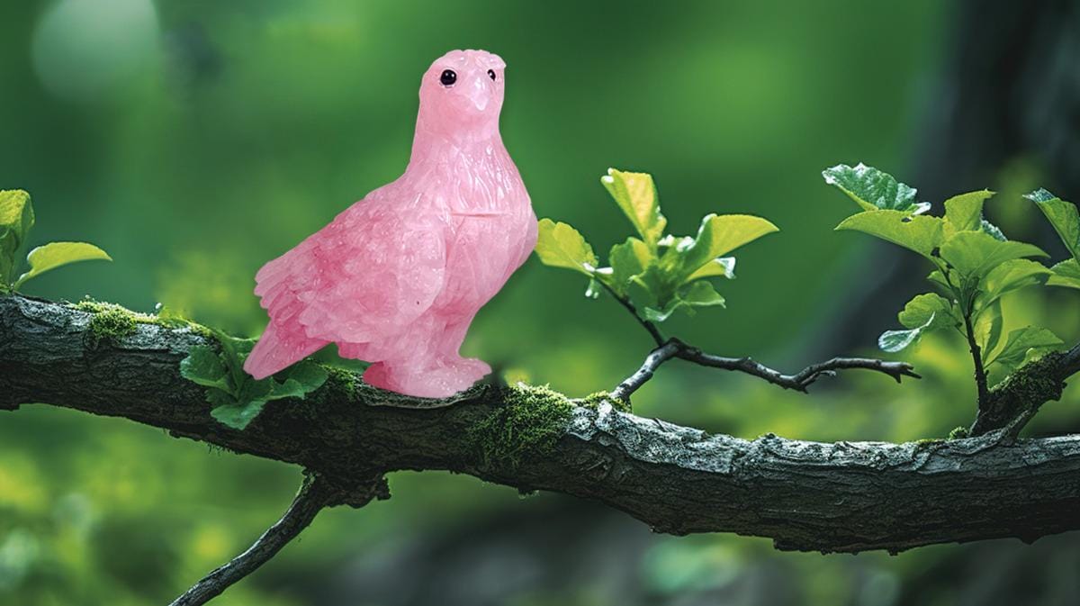 Beautiful Rose Quartz Stone Carving Pigeon Bird - Healing Crystal - Home Decoration - Reiki Healing - Gift for All 101 Gram