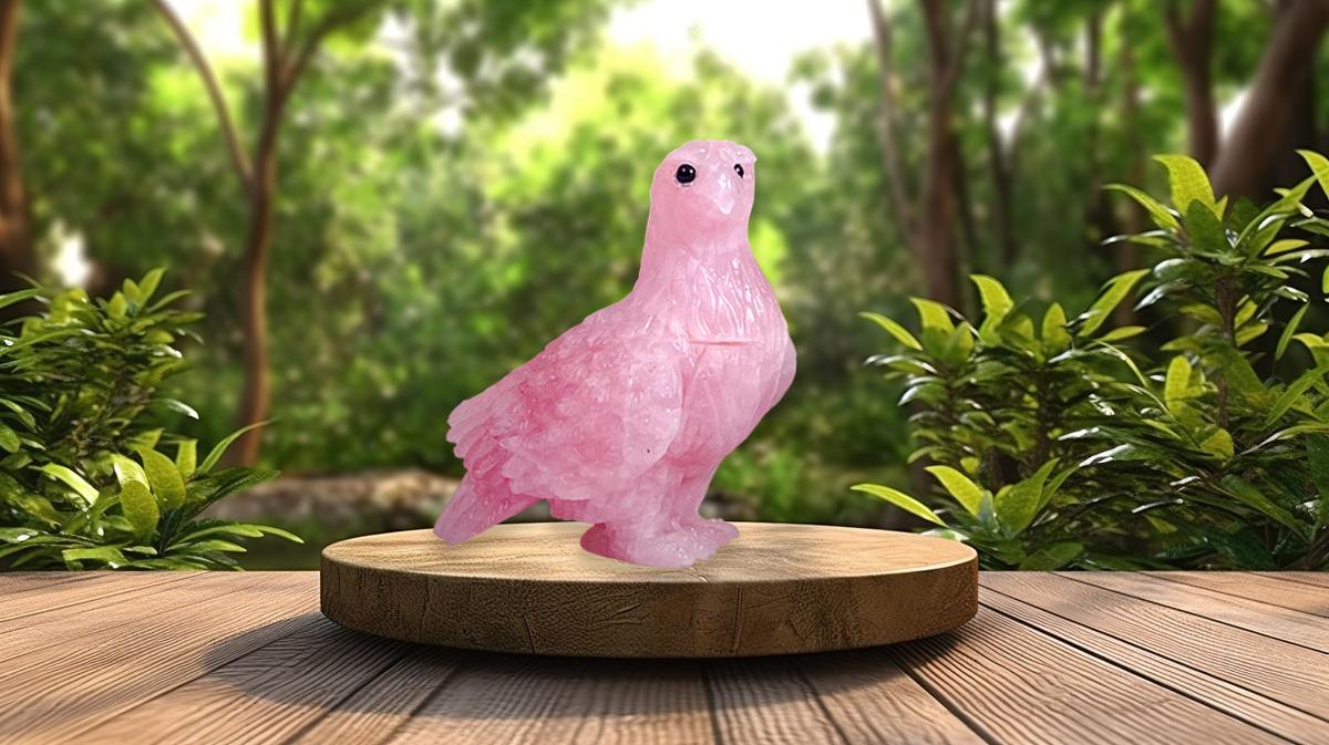 Beautiful Rose Quartz Stone Carving Pigeon Bird - Healing Crystal - Home Decoration - Reiki Healing - Gift for All 101 Gram