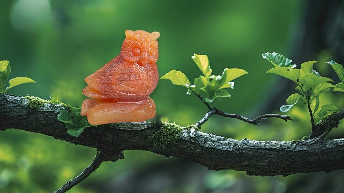 Beautiful Carnelian Stone Carving Owl Bird - Healing Crystal - Home Decoration - Reiki Healing - Gift for All 143 Gram