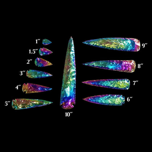 Titanium Aura Quartz Stone Crystal Arrowhead Craft Supplies Jewelry Making Natural Arrow Head Crystal 1" to 10"