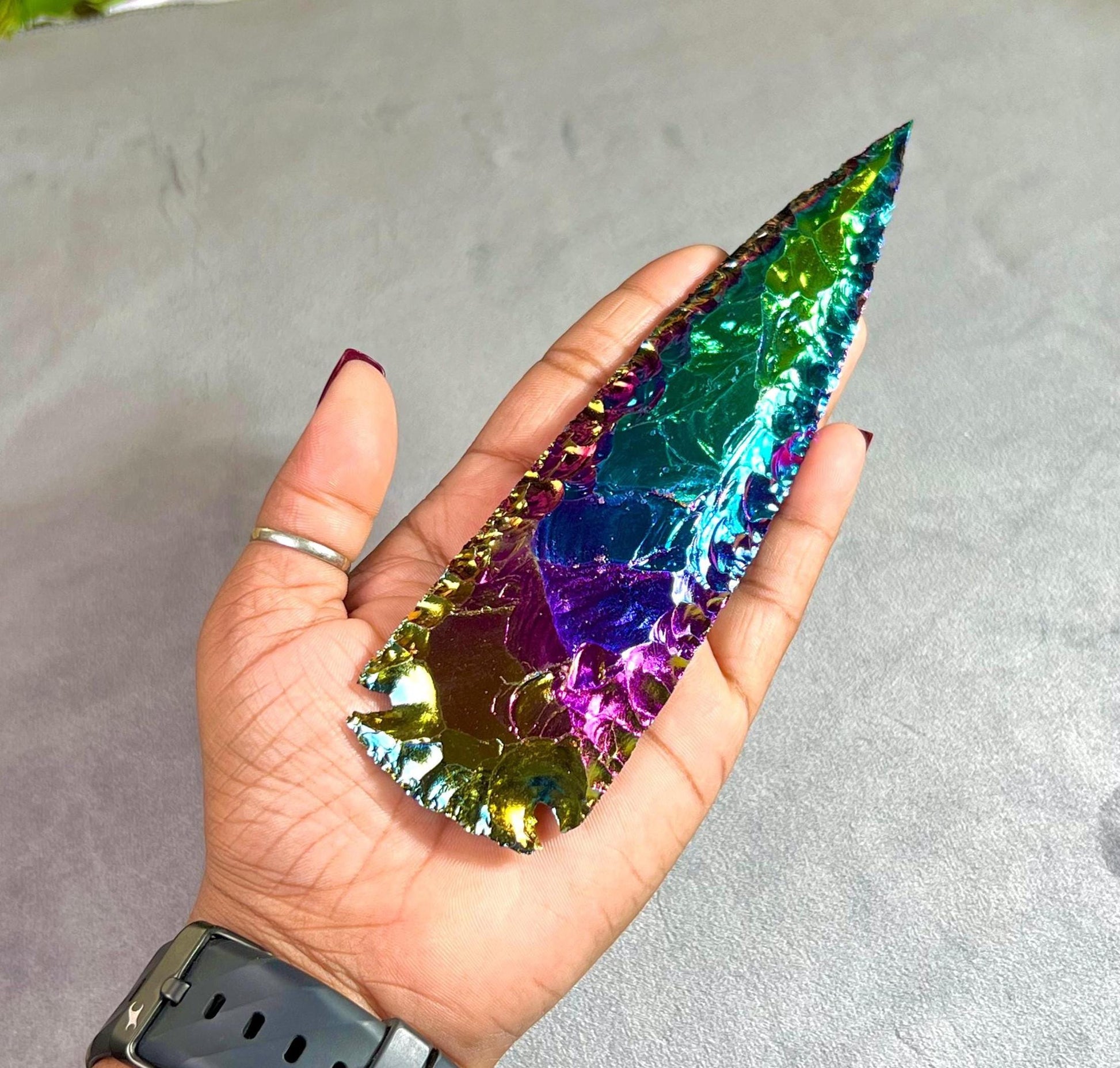Titanium Aura Quartz Stone Crystal Arrowhead Craft Supplies Jewelry Making Natural Arrow Head Crystal 1" to 10"
