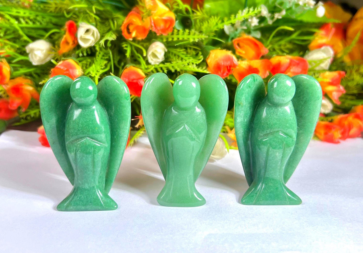 3" Green Jade Stone ANGEL One(1) Piece Free standing guardian Angel crystal Reiki energy blessed hand carved Pocket Angel Angelic connection