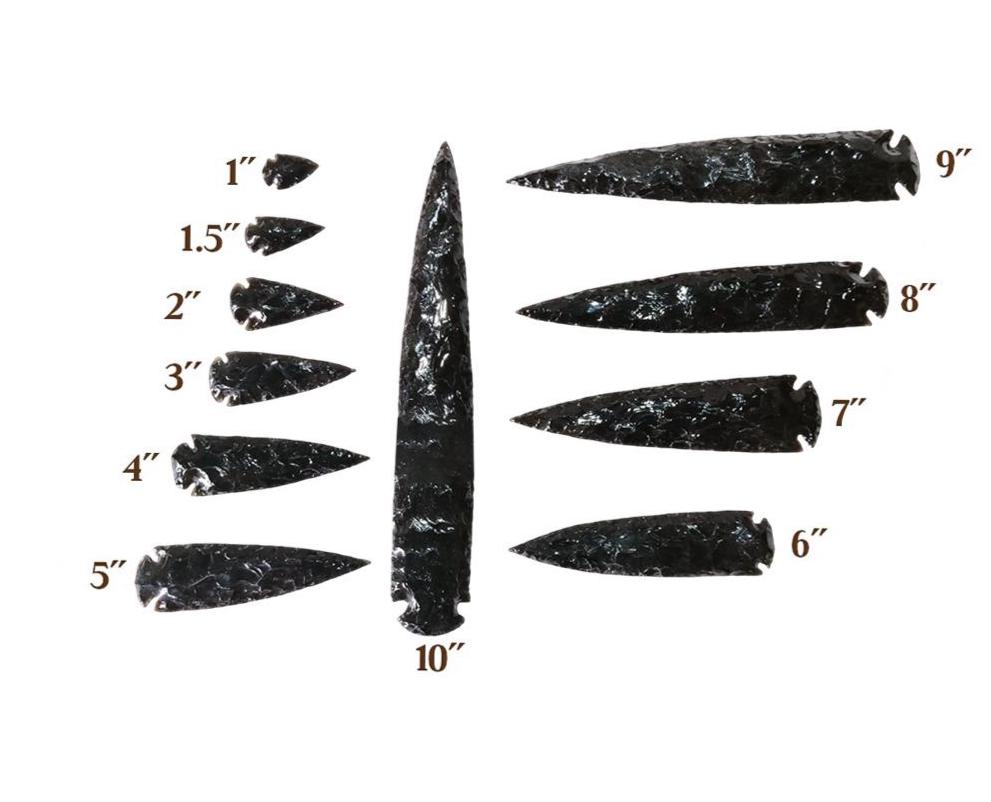 Black Obsidian Stone Crystal Arrowhead Craft Supplies Jewelry Making Natural Arrow Head Crystal 1" to 10"