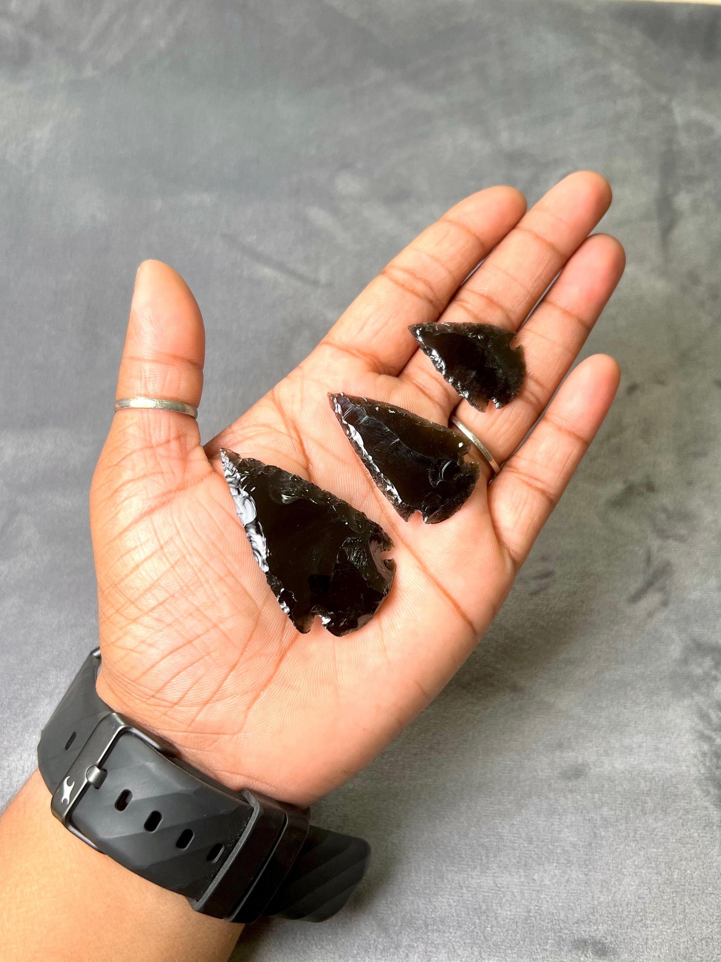 Black Obsidian Stone Crystal Arrowhead Craft Supplies Jewelry Making Natural Arrow Head Crystal 1" to 10"