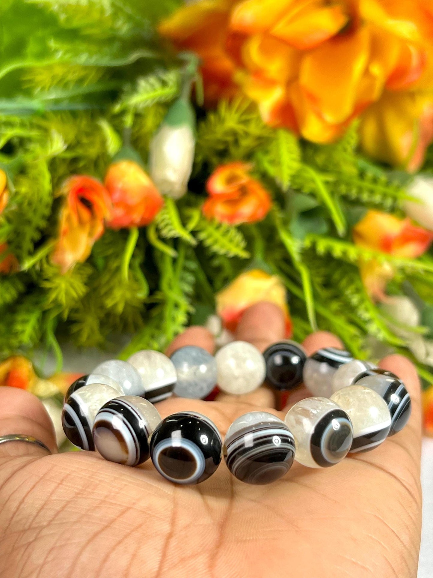 14 MM Gobi Agate Stone Eye Bracelet l Stretchable Bracelet l Unisex Bracelet